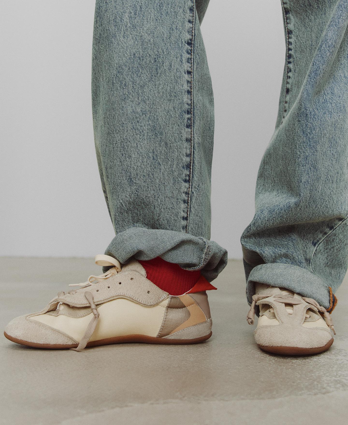 Zapatilla deportiva de mujer ágora con multitexturas - Adolfo Dominguez - Beige Beige-4