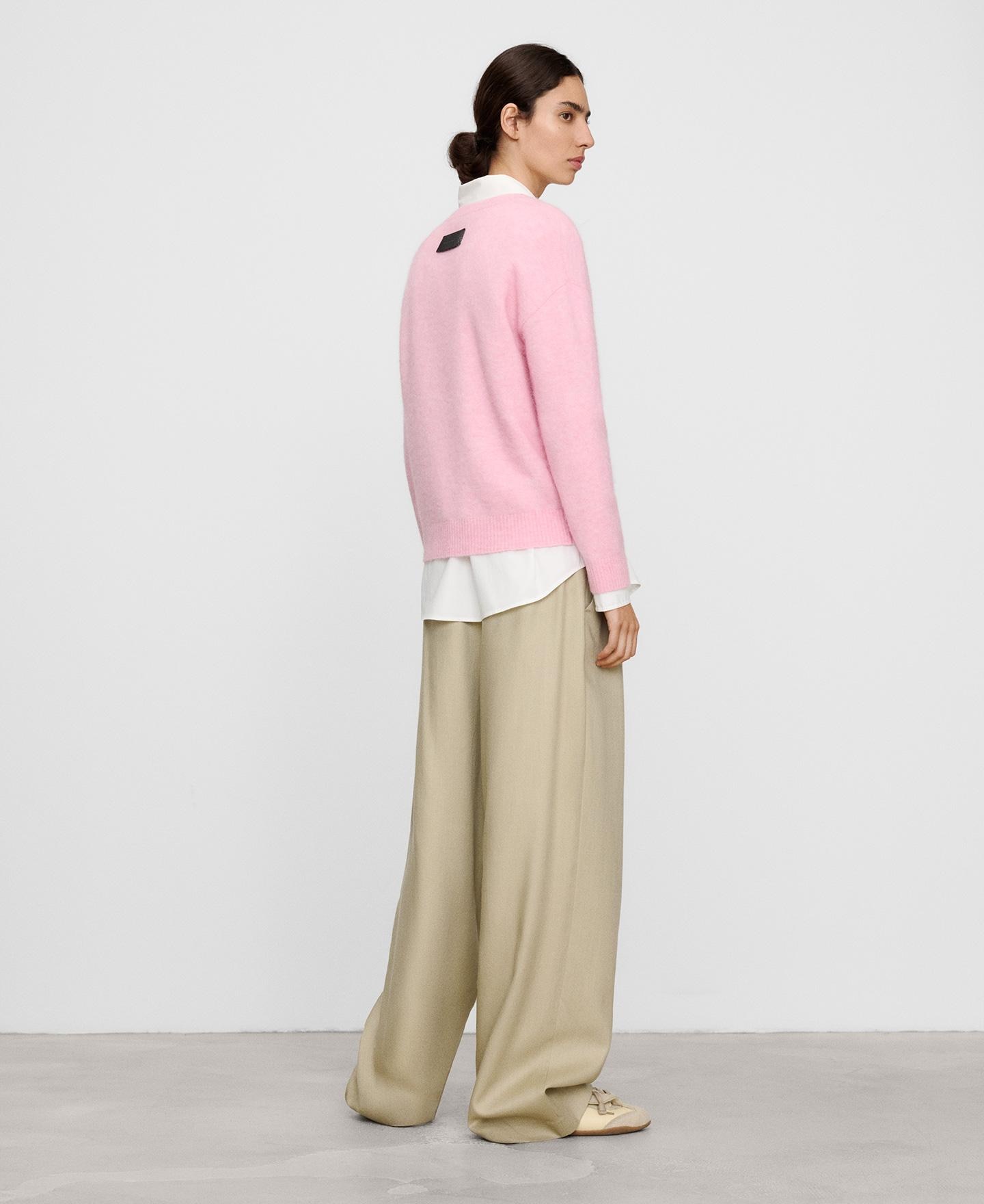 Jersey de mujer con alpaca y cuello pico - Adolfo Dominguez - Rosa Rosa-3