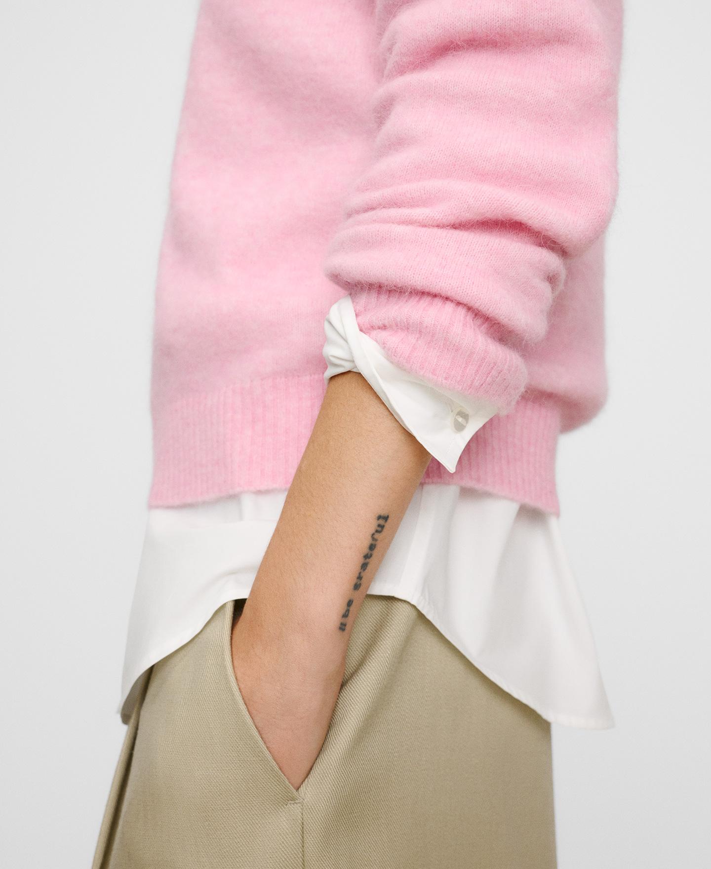 Jersey de mujer con alpaca y cuello pico - Adolfo Dominguez - Rosa Rosa-4