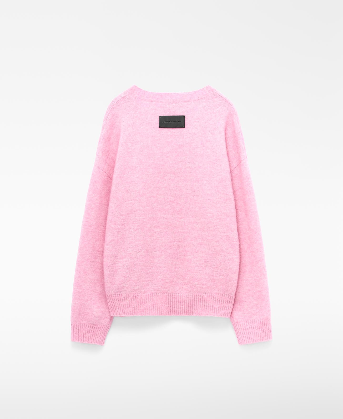 Jersey de mujer con alpaca y cuello pico - Adolfo Dominguez - Rosa Rosa-5