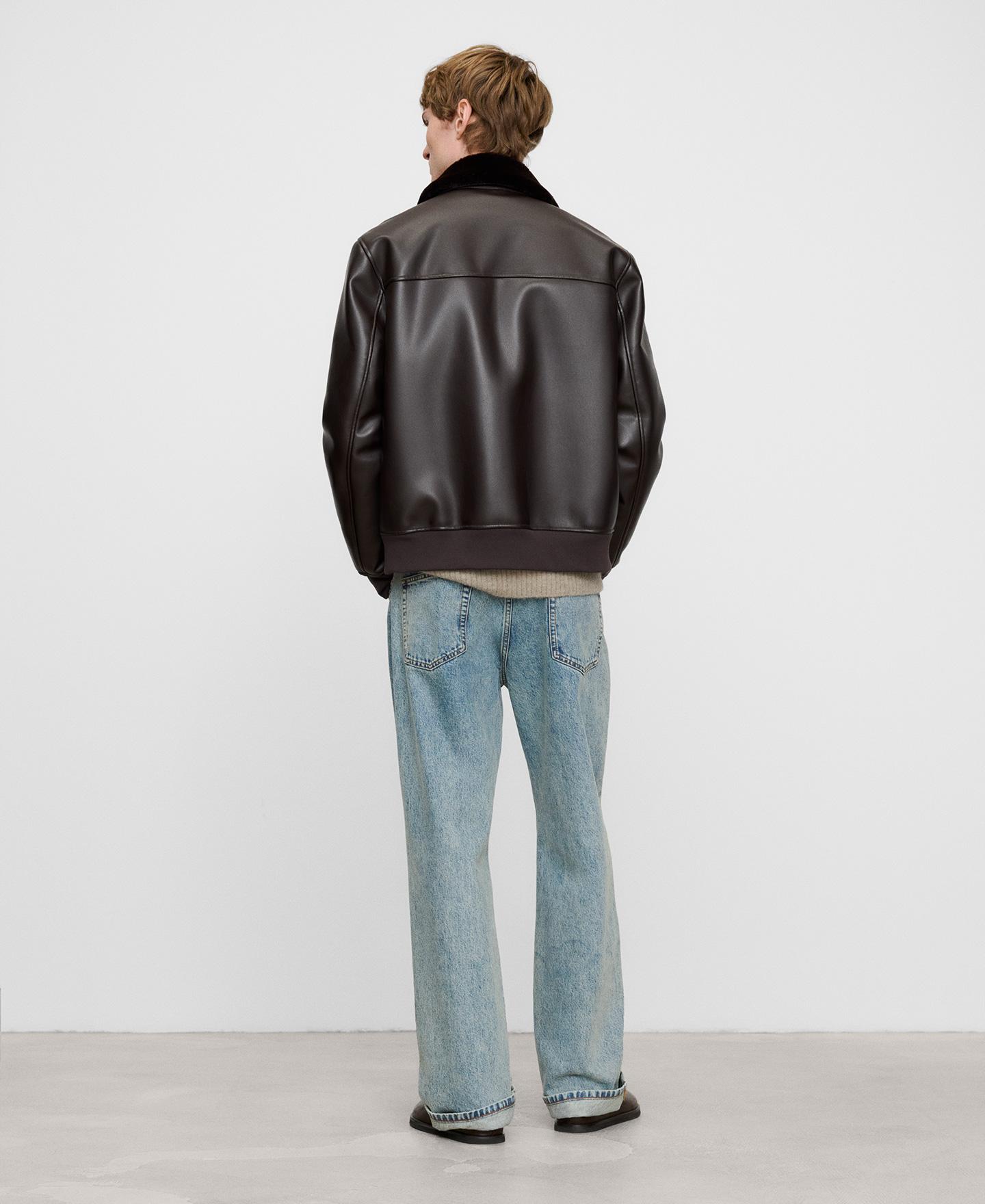 Chaqueta aviador de hombre efecto piel - Adolfo Dominguez - Marrón Marrón-3