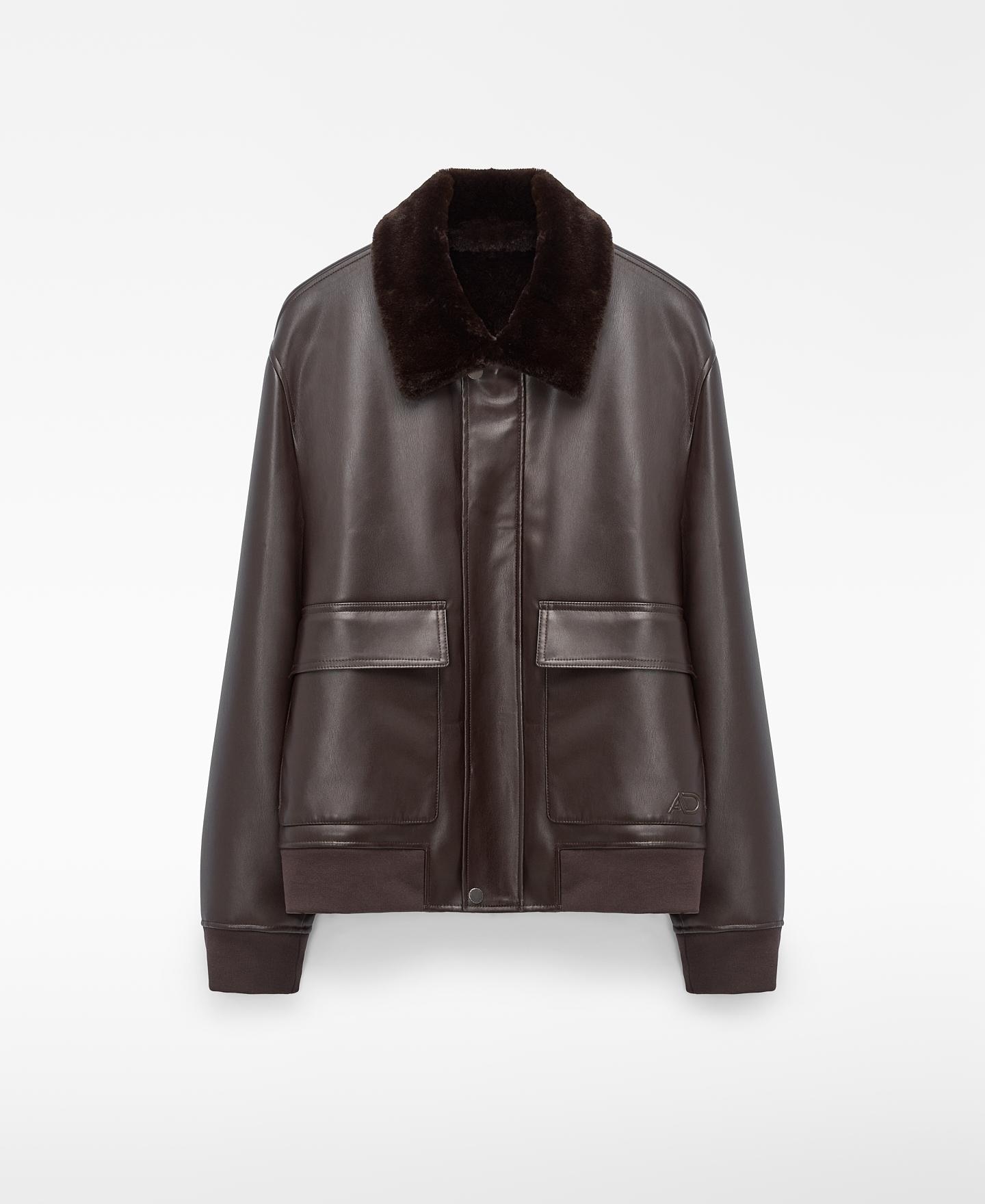Chaqueta aviador de hombre efecto piel - Adolfo Dominguez - Marrón Marrón-7