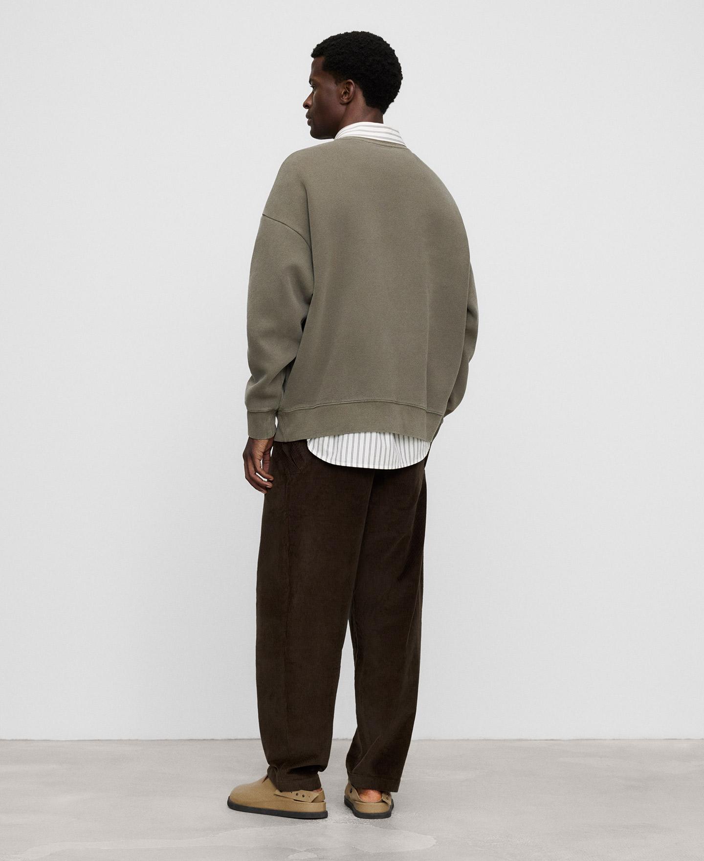 Sudadera sin capucha de hombre relaxed fit con efecto lavado - Adolfo Dominguez - Kaki Kaki-3
