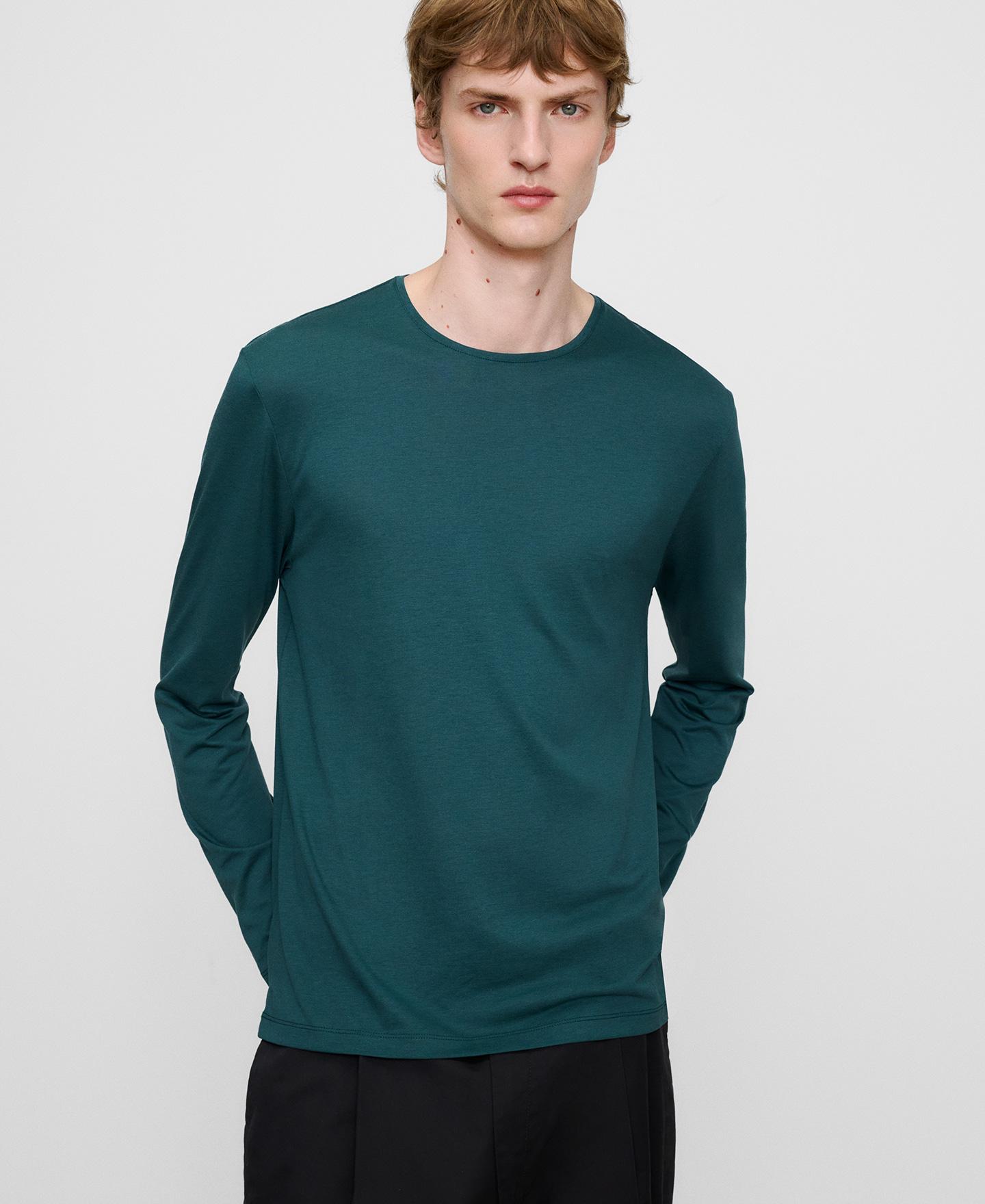 Imagen 0 de Camiseta de manga larga de hombre regular fit en lyocell y algodón Petróleo
