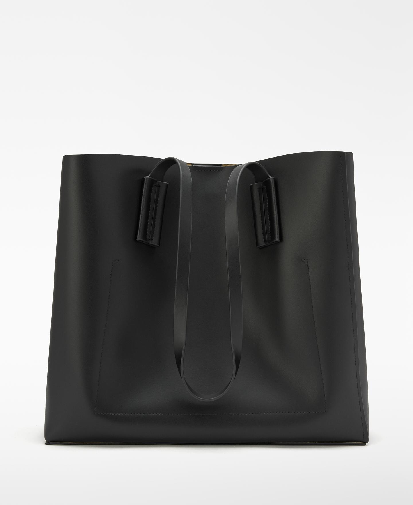 Shopper horizontal mica de piel con cierre magnético - Adolfo Dominguez - Negro Negro-3