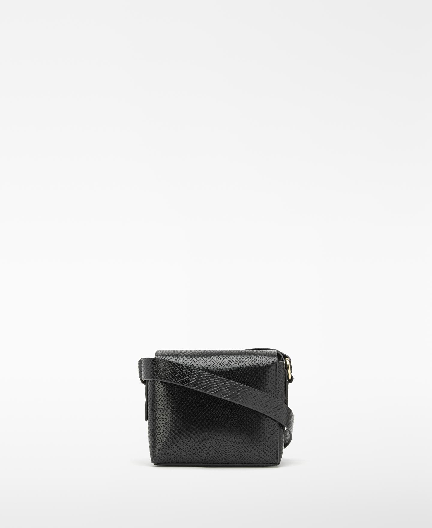 Bolso de hombro mica de piel con grabado efecto serpiente - Adolfo Dominguez - Negro Negro-3