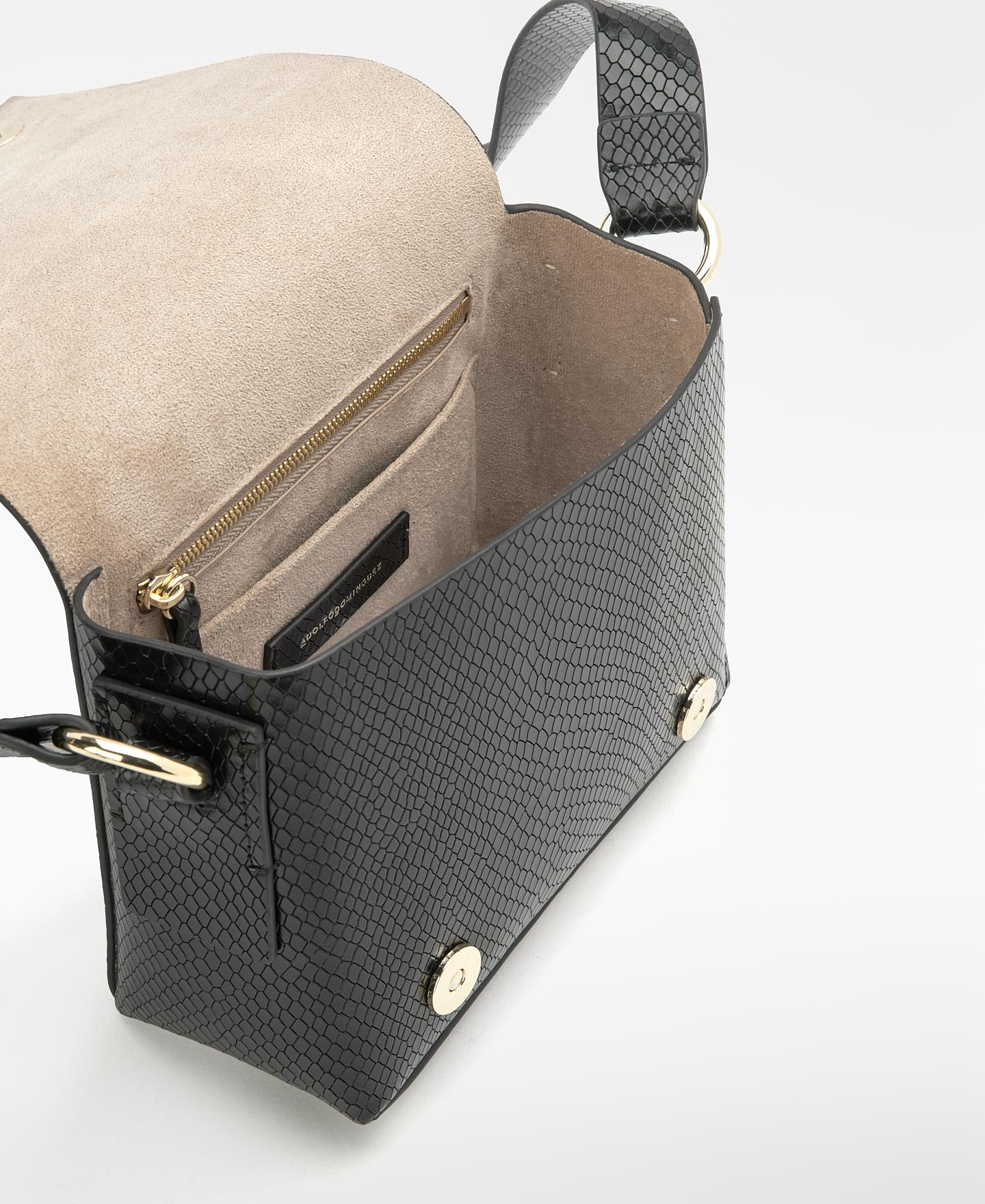 Bolso de hombro mica de piel con grabado efecto serpiente - Adolfo Dominguez - Negro Negro-2