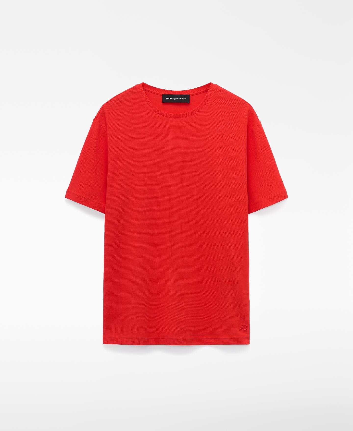 Camiseta de manga corta de hombre de algodón de cuello caja - Adolfo Dominguez - Rojo Rojo-6