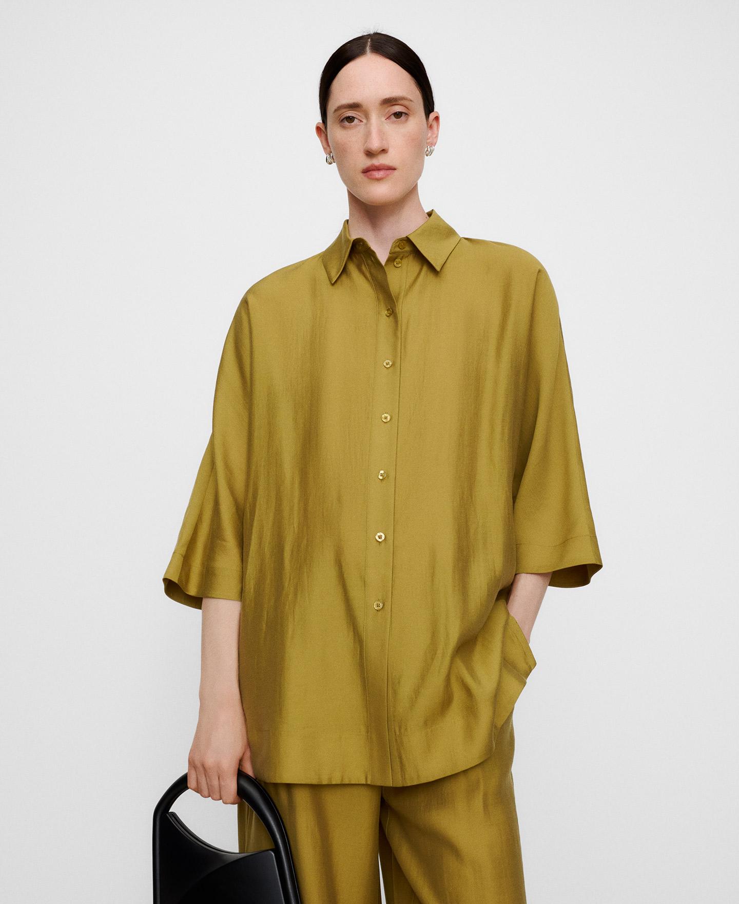 Camisa de mujer con lyocell y manga murciélago - Adolfo Dominguez - Verde Oliva Verde Oliva-1