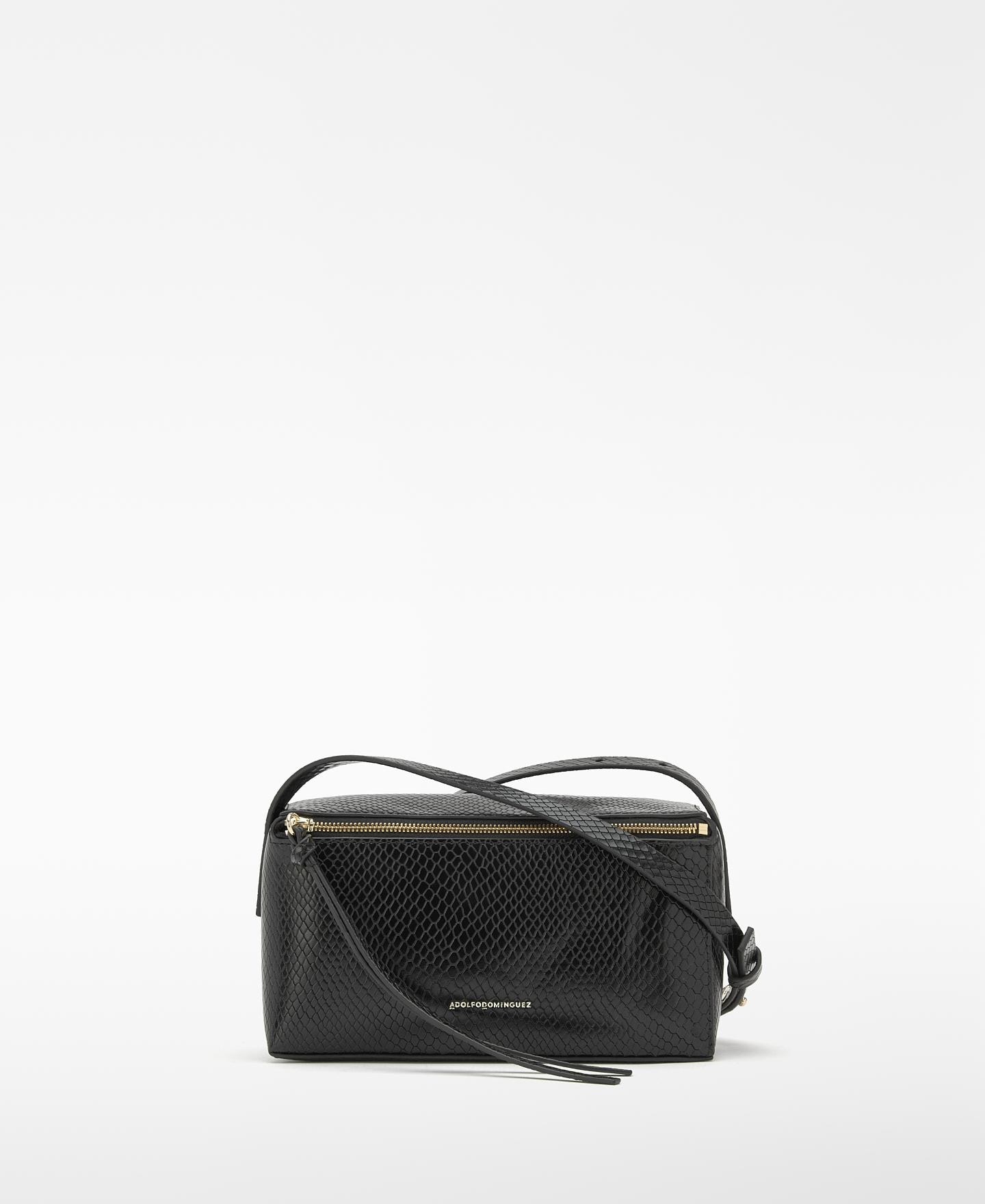Imagen 0 de Bolso de hombro mica mini de piel con asa multiposición Negro