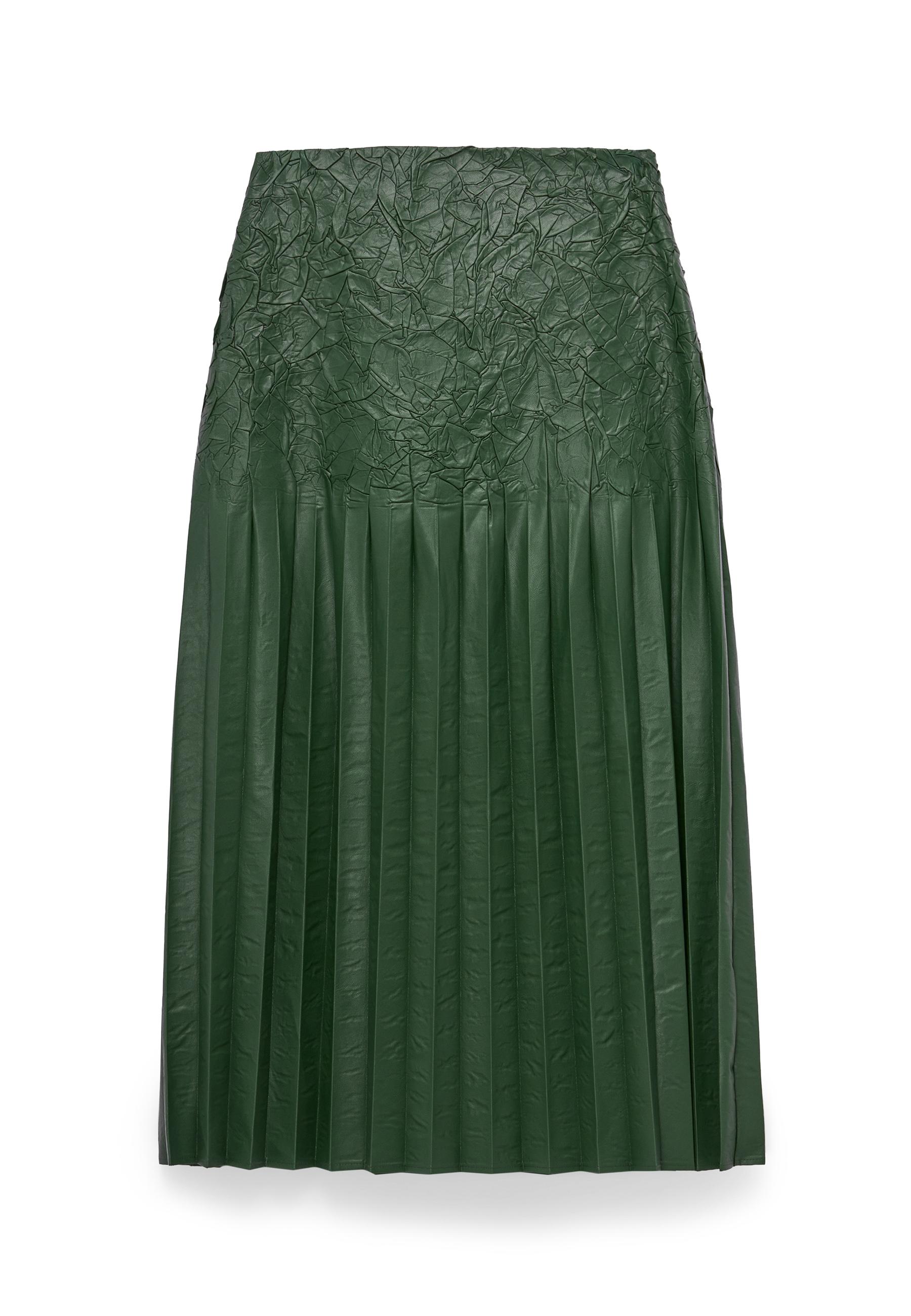 Falda midi plisada en piel no piel - Adolfo Dominguez - Verde Verde-6