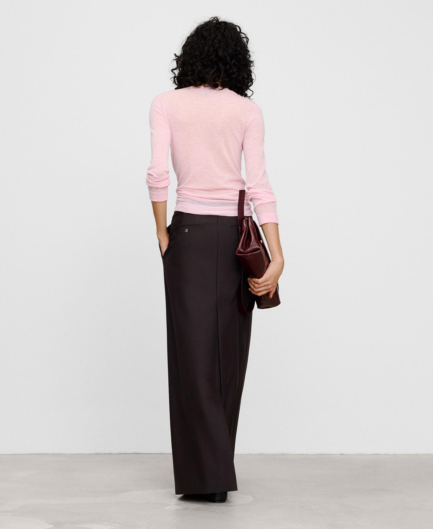 Jersey de mujer entallado en punto fino de lana merino - Adolfo Dominguez - Rosa Rosa-3