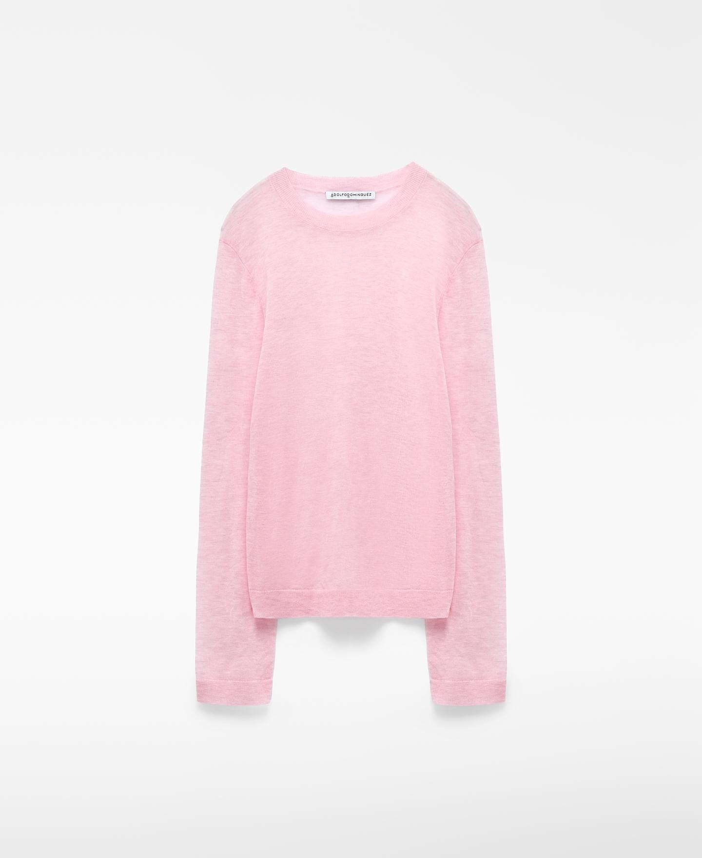 Jersey de mujer entallado en punto fino de lana merino - Adolfo Dominguez - Rosa Rosa-6
