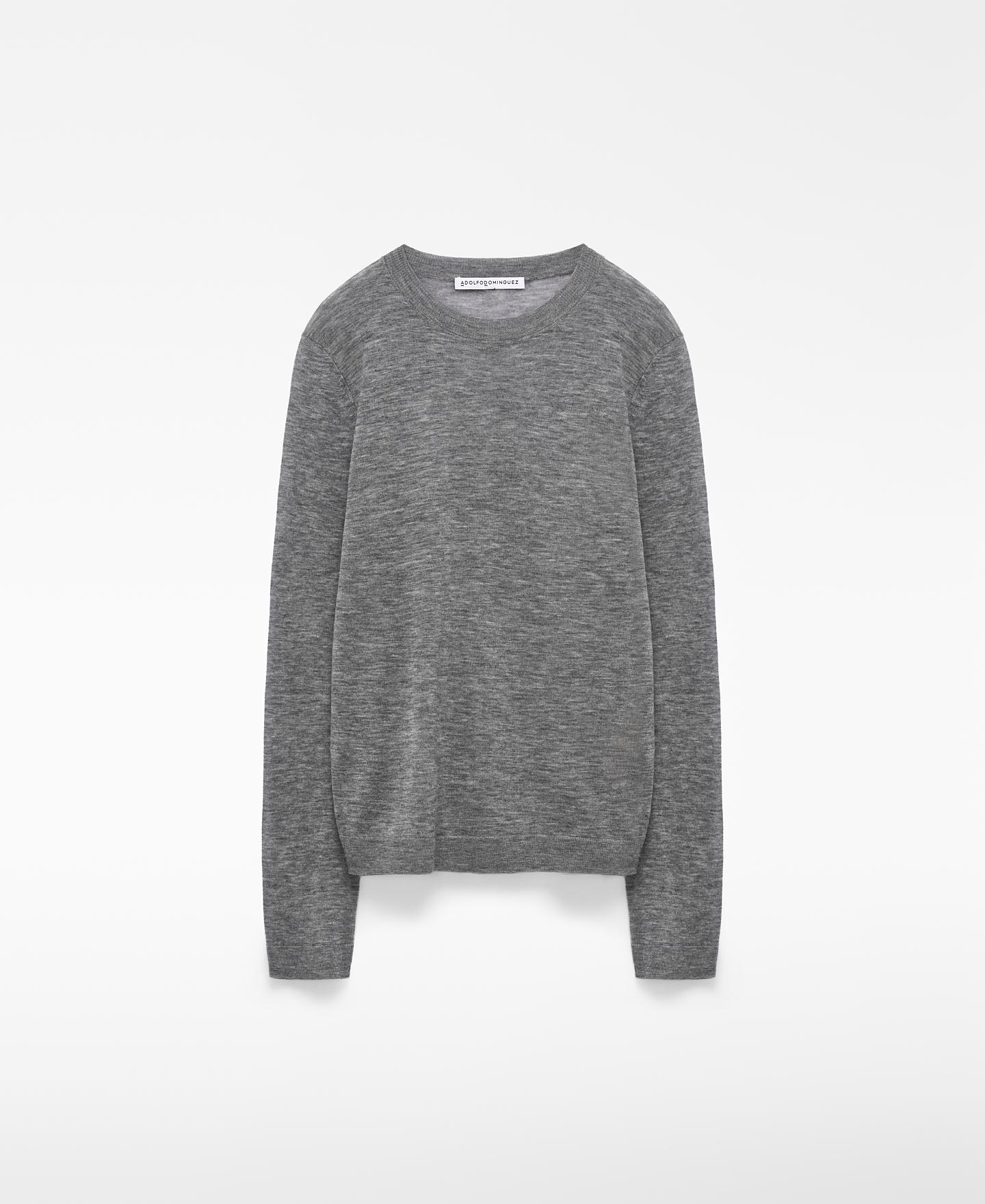 Jersey de mujer entallado en punto fino de lana merino - Adolfo Dominguez - Gris Gris-1