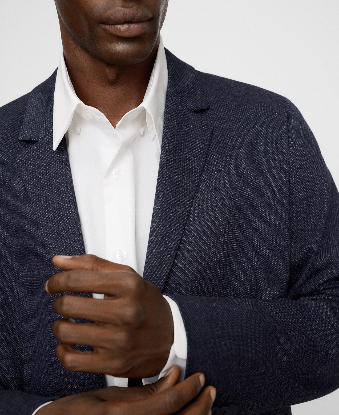 Blazer de hombre regular fit con textura microdibujo - Adolfo Dominguez - Azul Azul-4