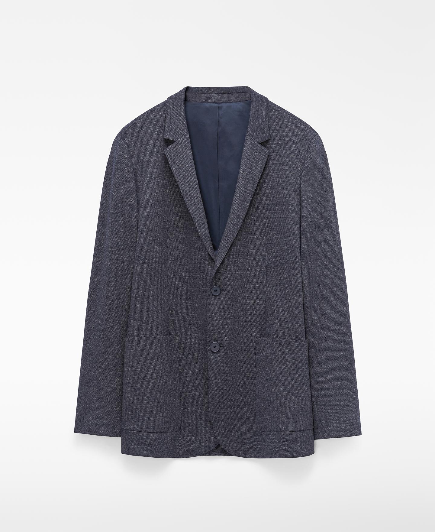 Blazer de hombre regular fit con textura microdibujo - Adolfo Dominguez - Azul Azul-6