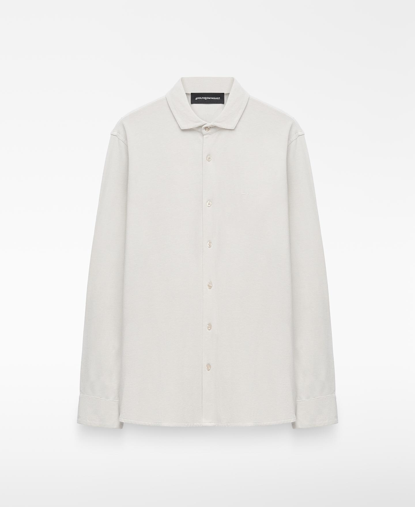 Imagen 1 de Camisa de hombre en tejido jersey con cuello italiano - Adolfo Dominguez - Blanco Blanco