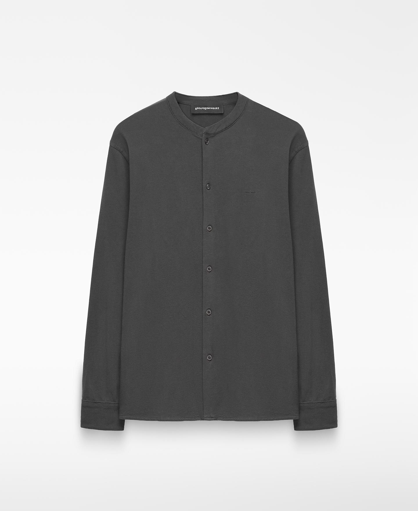 Imagen 1 de Camisa de hombre en tejido jersey con cuello mao - Adolfo Dominguez - Gris Gris