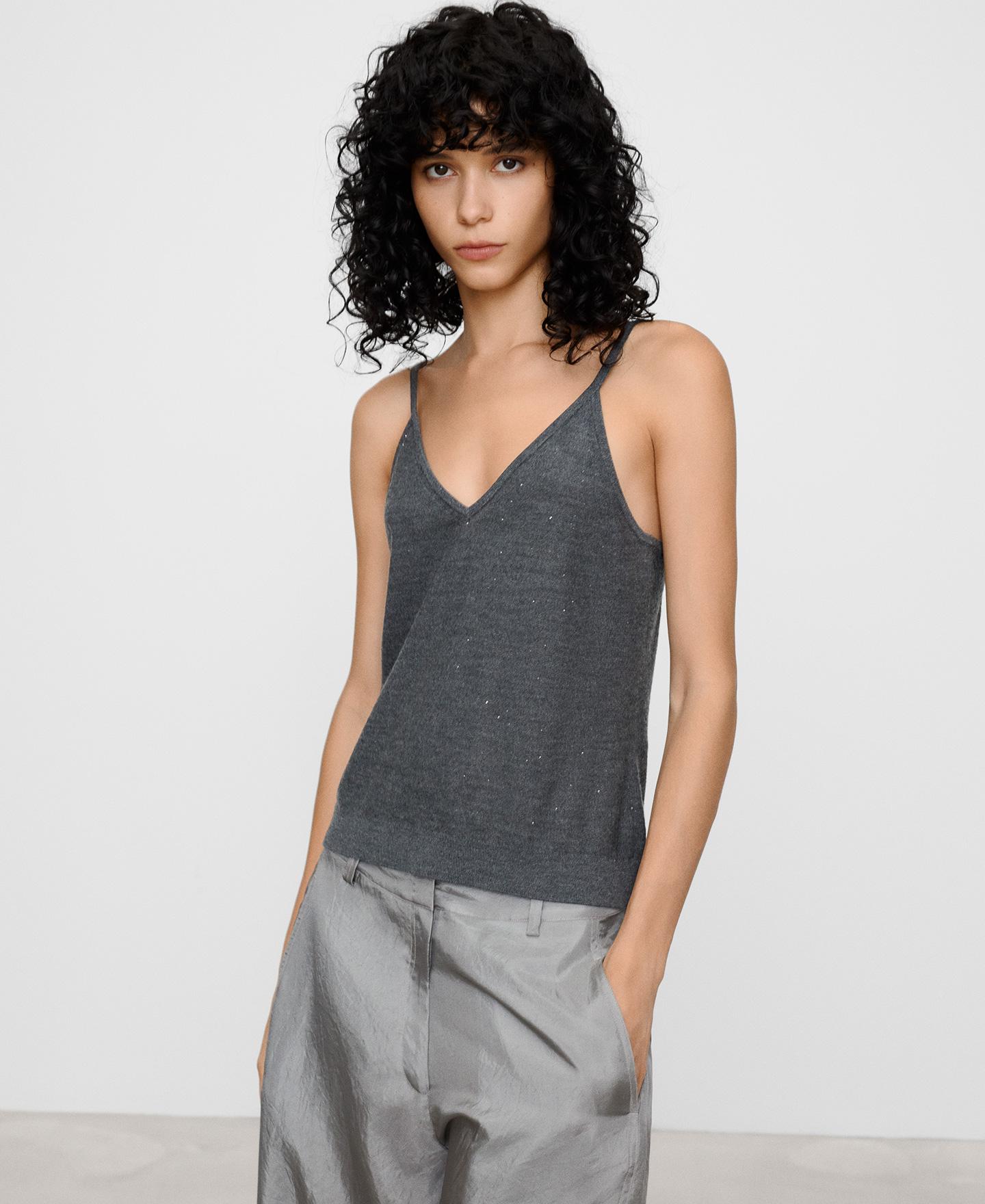 Imagen 0 de Top de mujer con lana merino y microlentejuelas Gris marengo