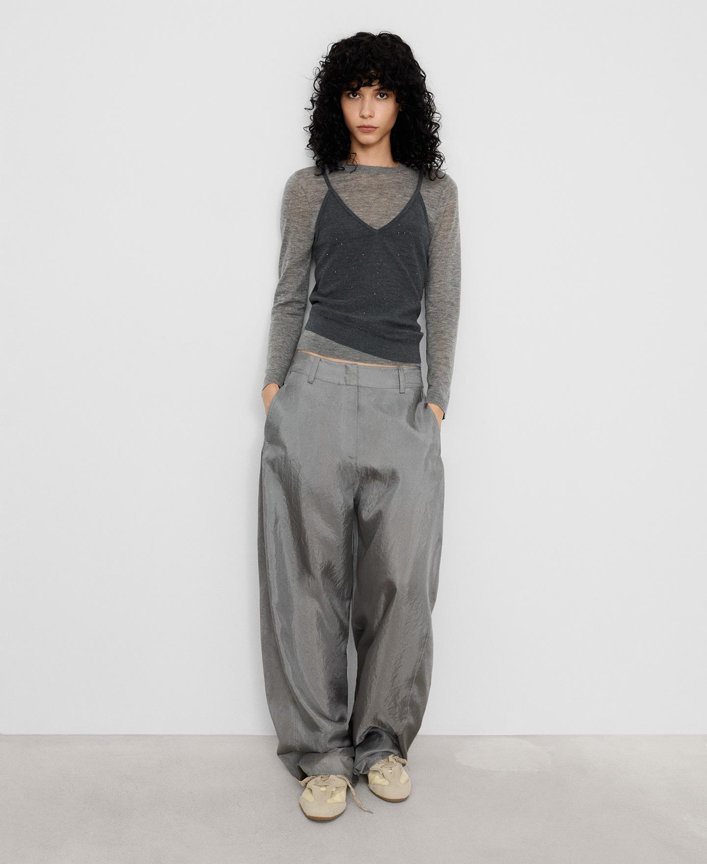 Top de mujer con lana merino y microlentejuelas - Adolfo Dominguez - Gris marengo Gris marengo-2