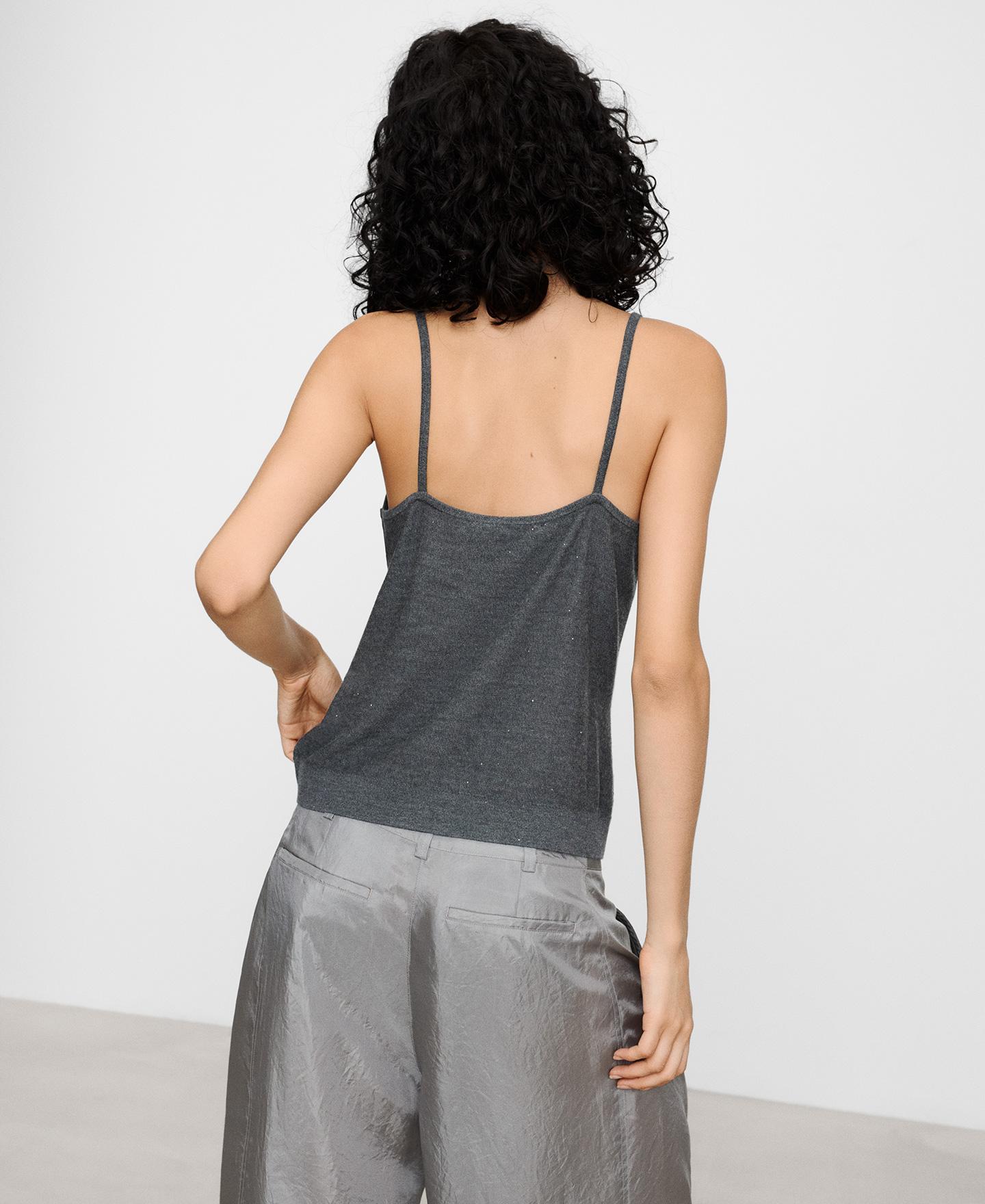 Top de mujer con lana merino y microlentejuelas - Adolfo Dominguez - Gris marengo Gris marengo-3