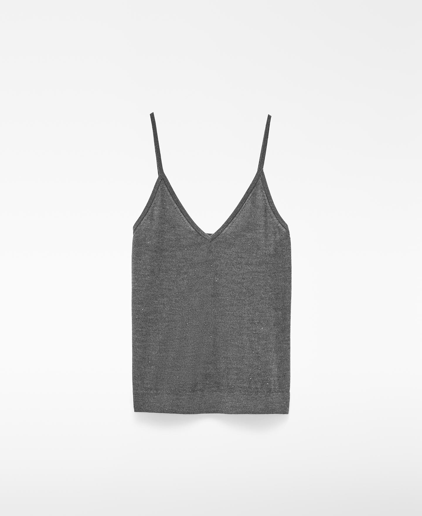 Top de mujer con lana merino y microlentejuelas - Adolfo Dominguez - Gris marengo Gris marengo-6