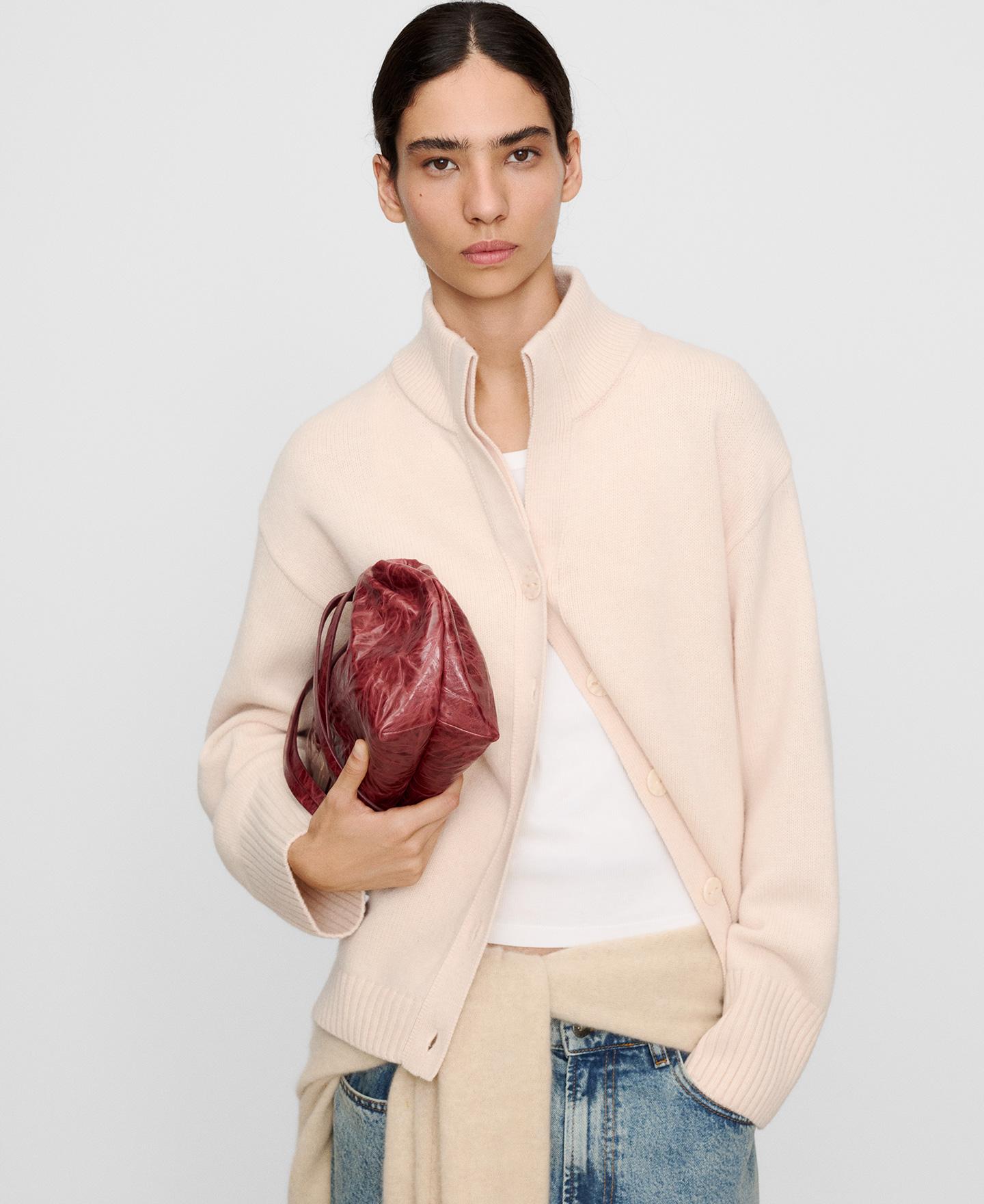 Imagen 0 de Cárdigan de mujer de lana merino con cuello perkins Natural