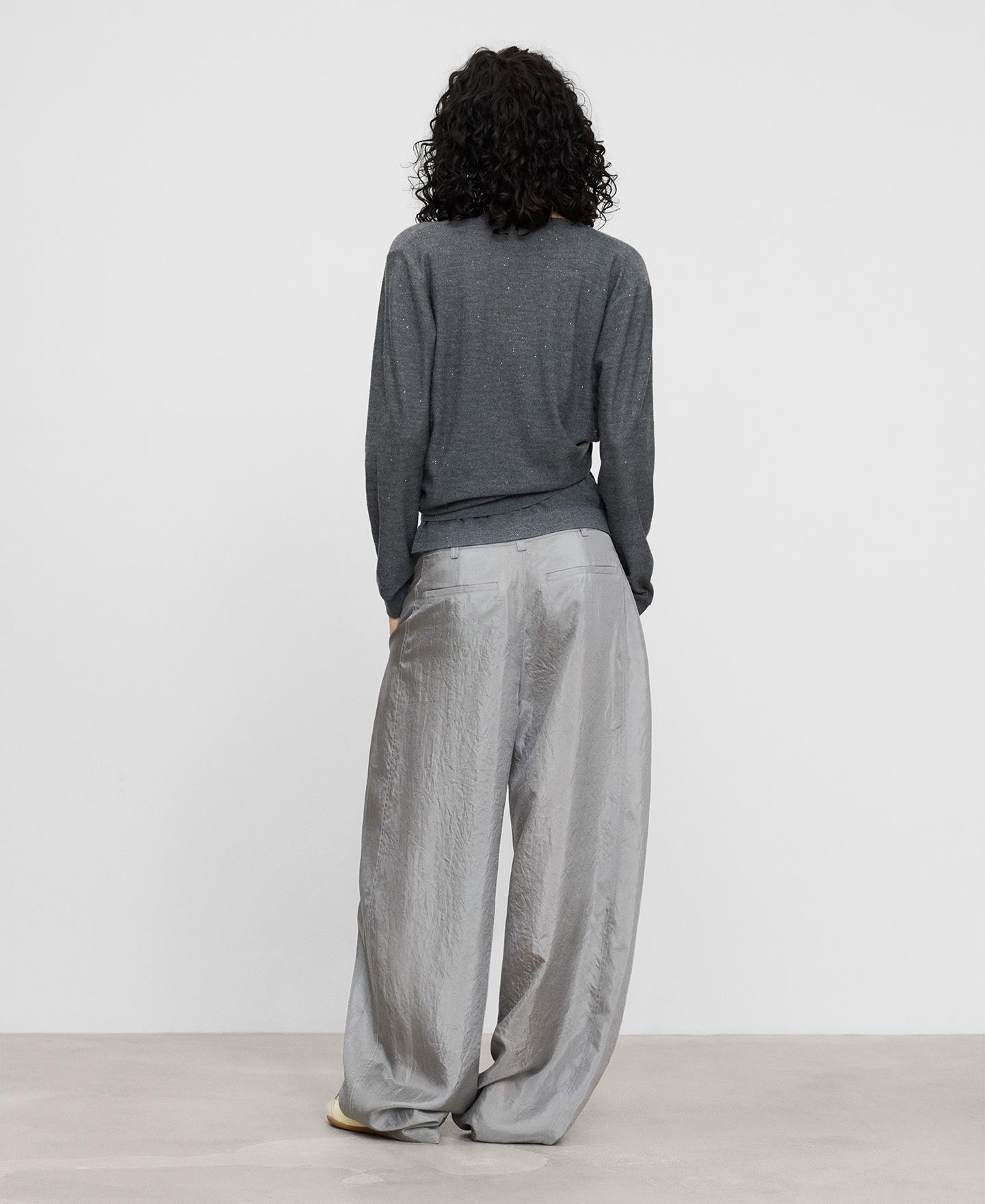 Cárdigan de mujer con lana merino y microlentejuelas - Adolfo Dominguez - Gris Gris-3