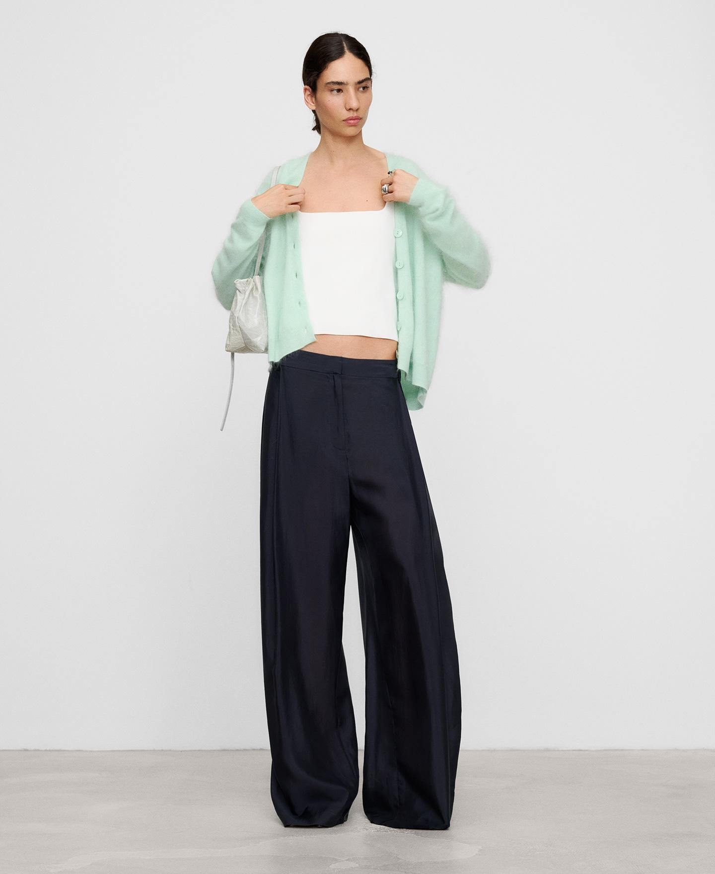 Imagen 2 de Cárdigan de mujer de cashmere cardado con cuello pico - Adolfo Dominguez - Verde Verde