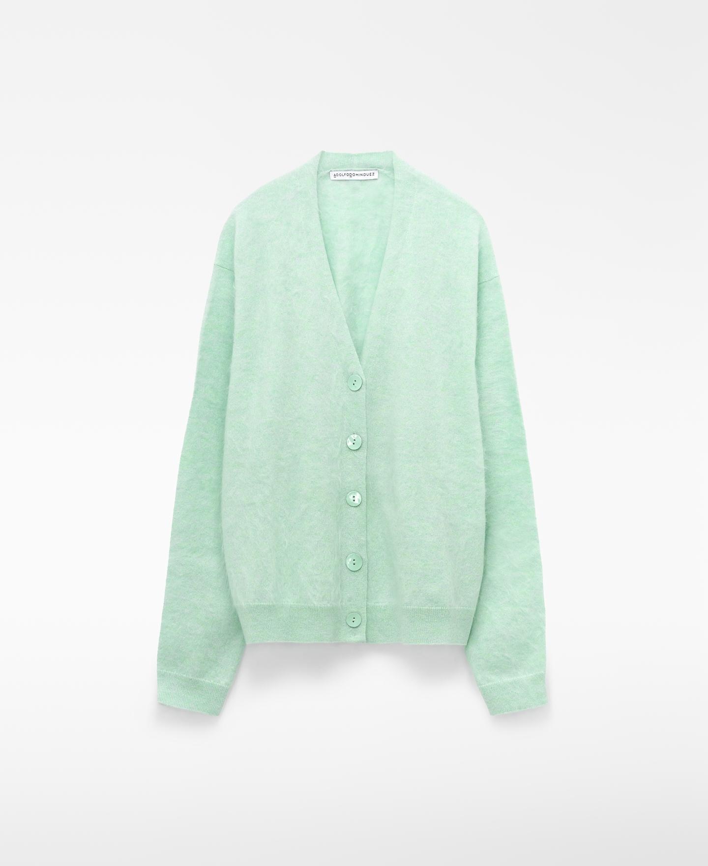 Imagen 6 de Cárdigan de mujer de cashmere cardado con cuello pico - Adolfo Dominguez - Verde Verde