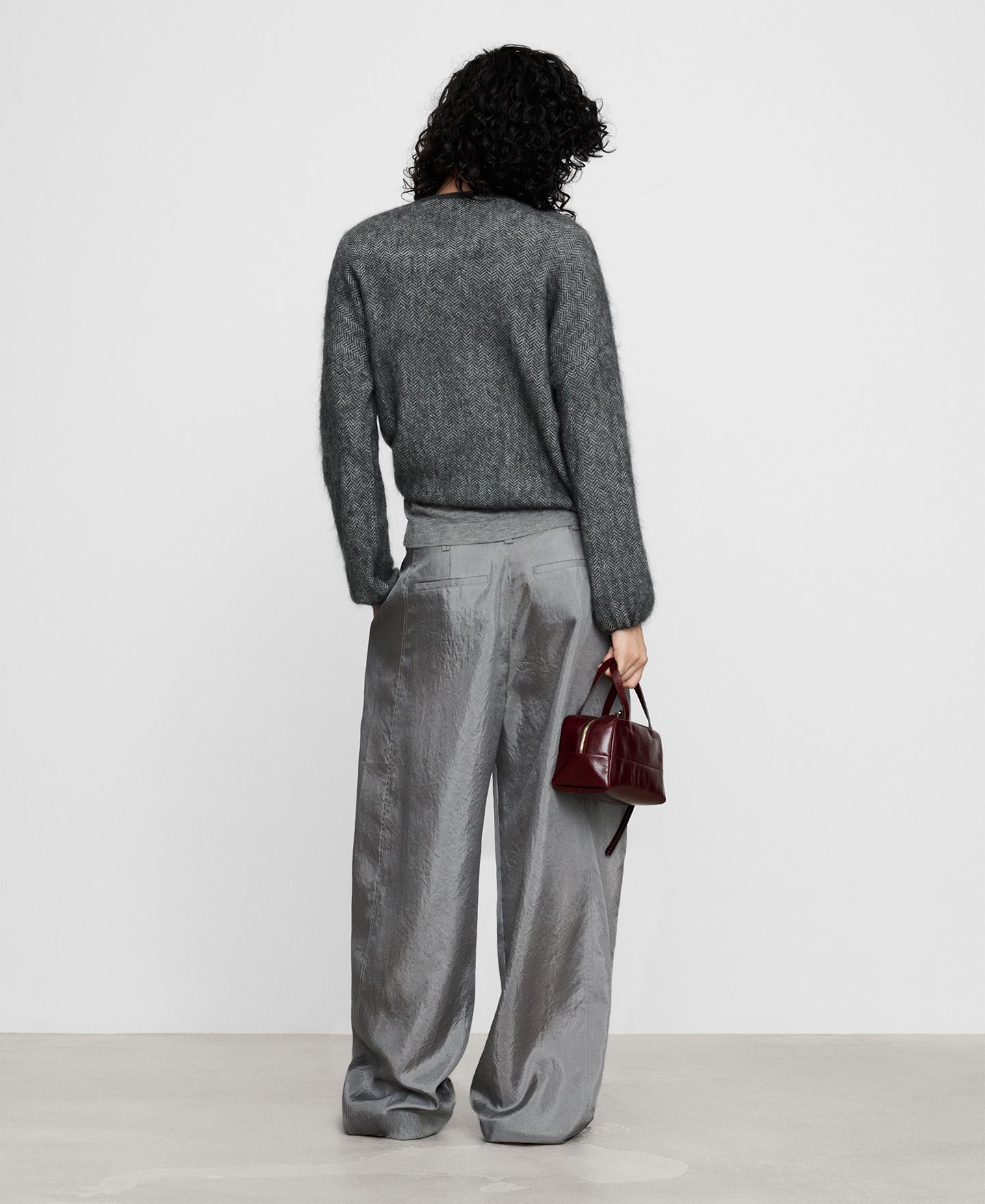 Jersey de mujer con mohair jacquard de espiga - Adolfo Dominguez - Blanco / Gris Blanco / Gris-3
