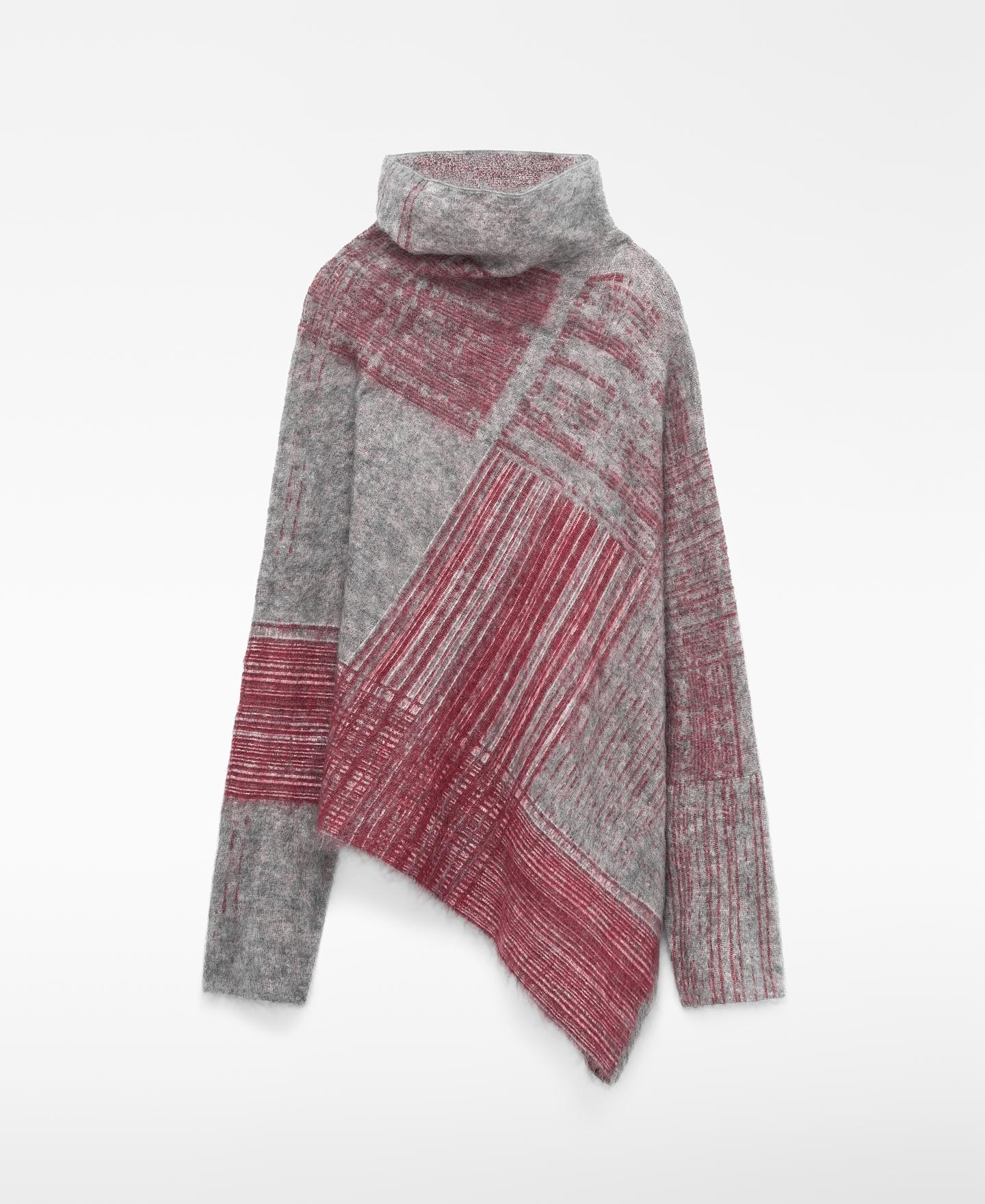Jersey de mujer bajo asimétrico con mohair y lana merino - Adolfo Dominguez - Gris Gris-6