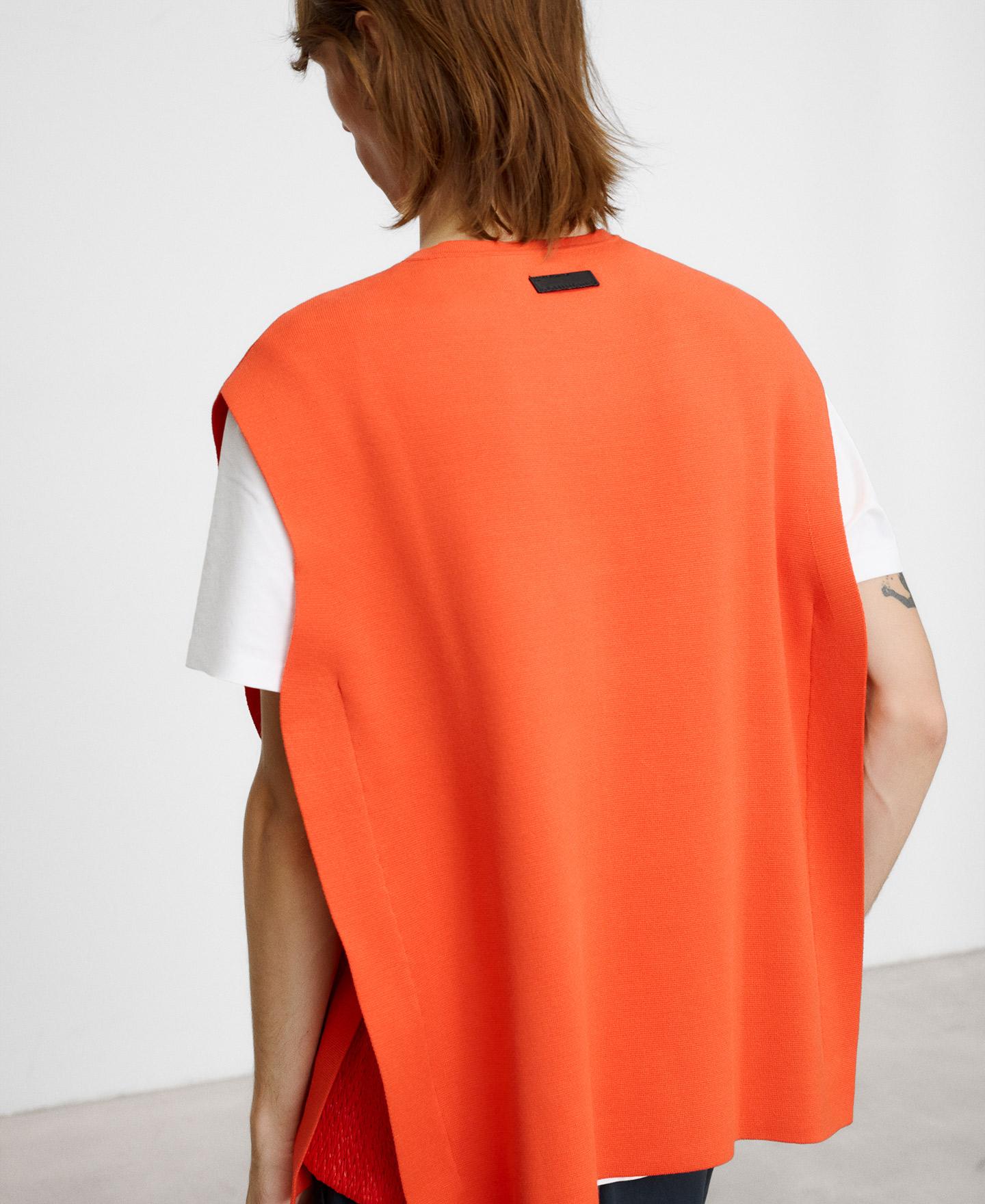 Chaleco de punto de hombre con cuello caja - Adolfo Dominguez - Naranja Naranja-3