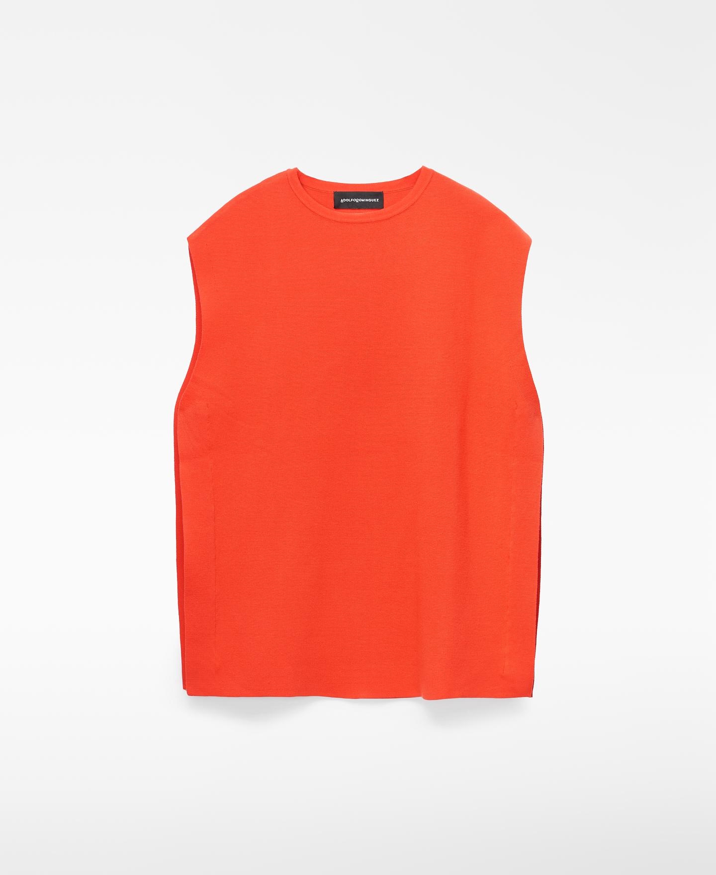 Chaleco de punto de hombre con cuello caja - Adolfo Dominguez - Naranja Naranja-6