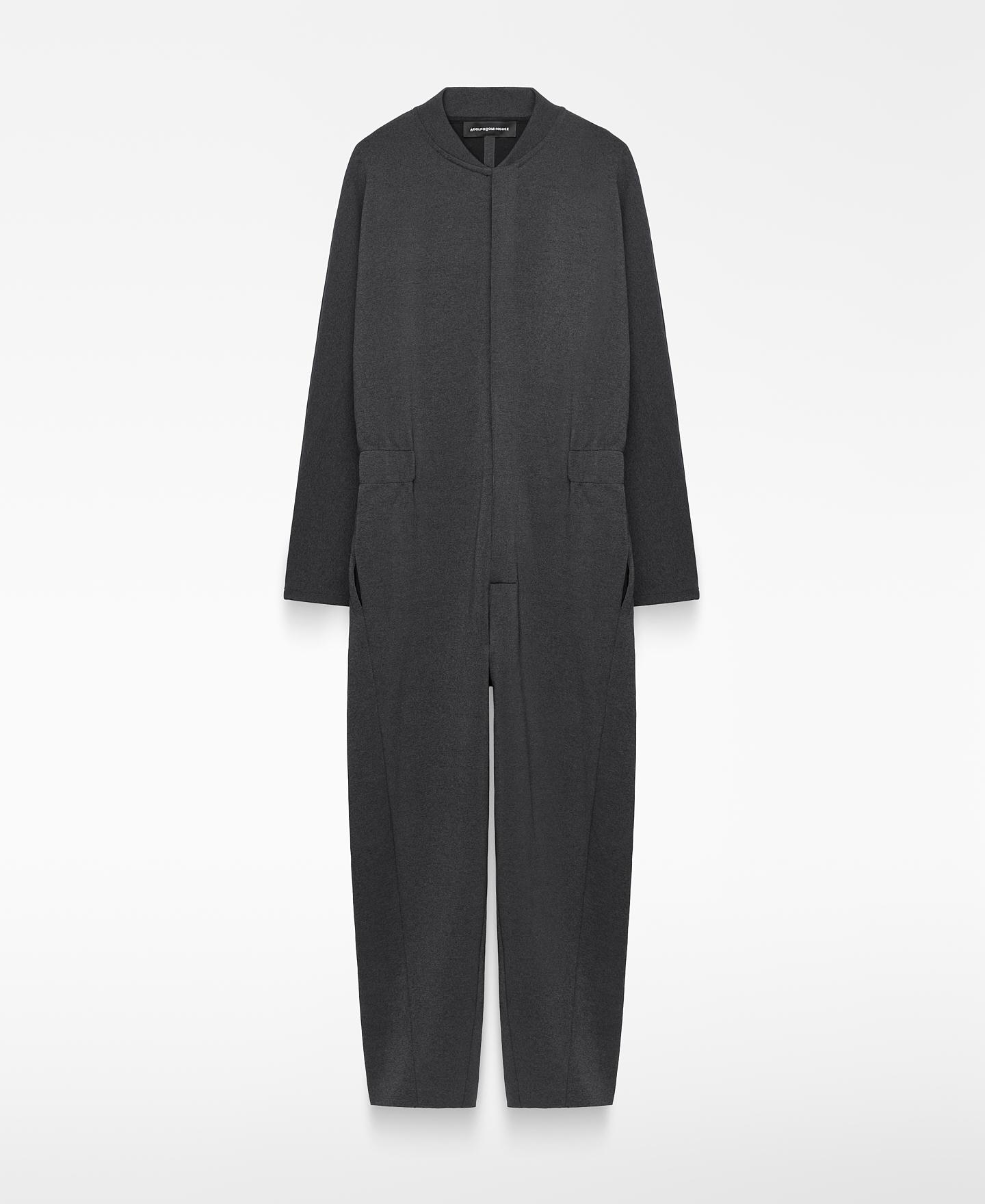 Imagen 0 de Mono de hombre de punto con algodón y cuello bomber Gris