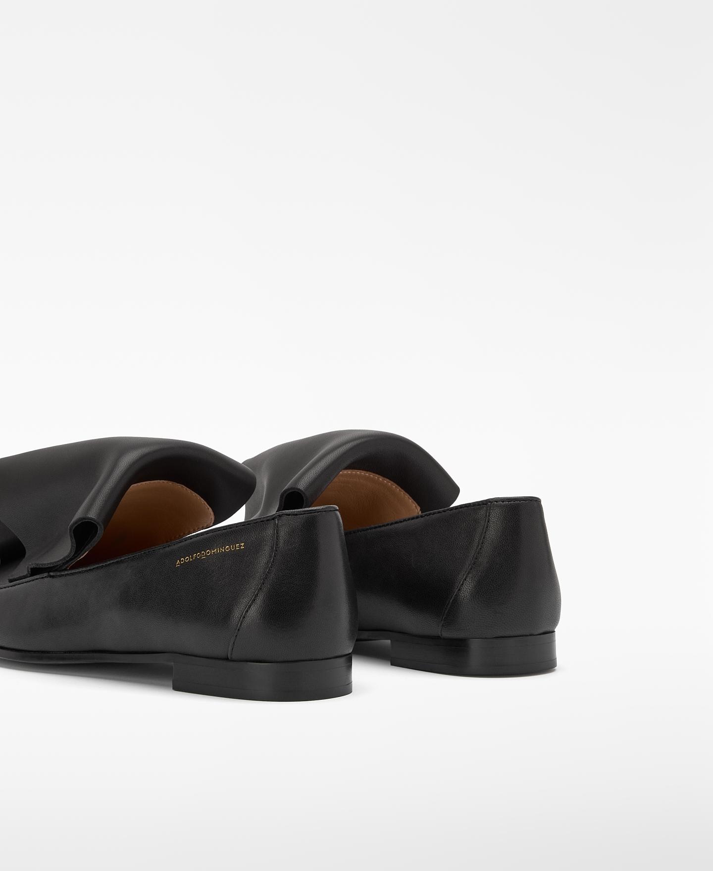 Mocasín de mujer de piel con detalle drapeado - Adolfo Dominguez - Negro Negro-2