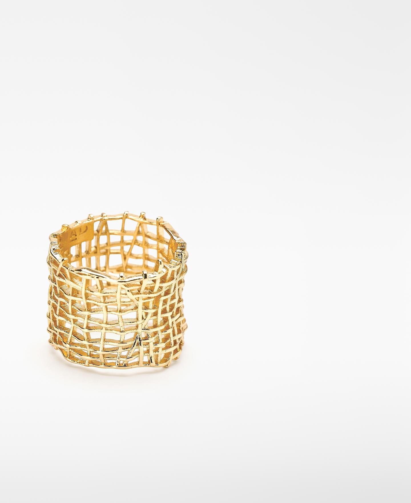 Anillo con entramado metálico irregular - Adolfo Dominguez - Dorado Dorado-2