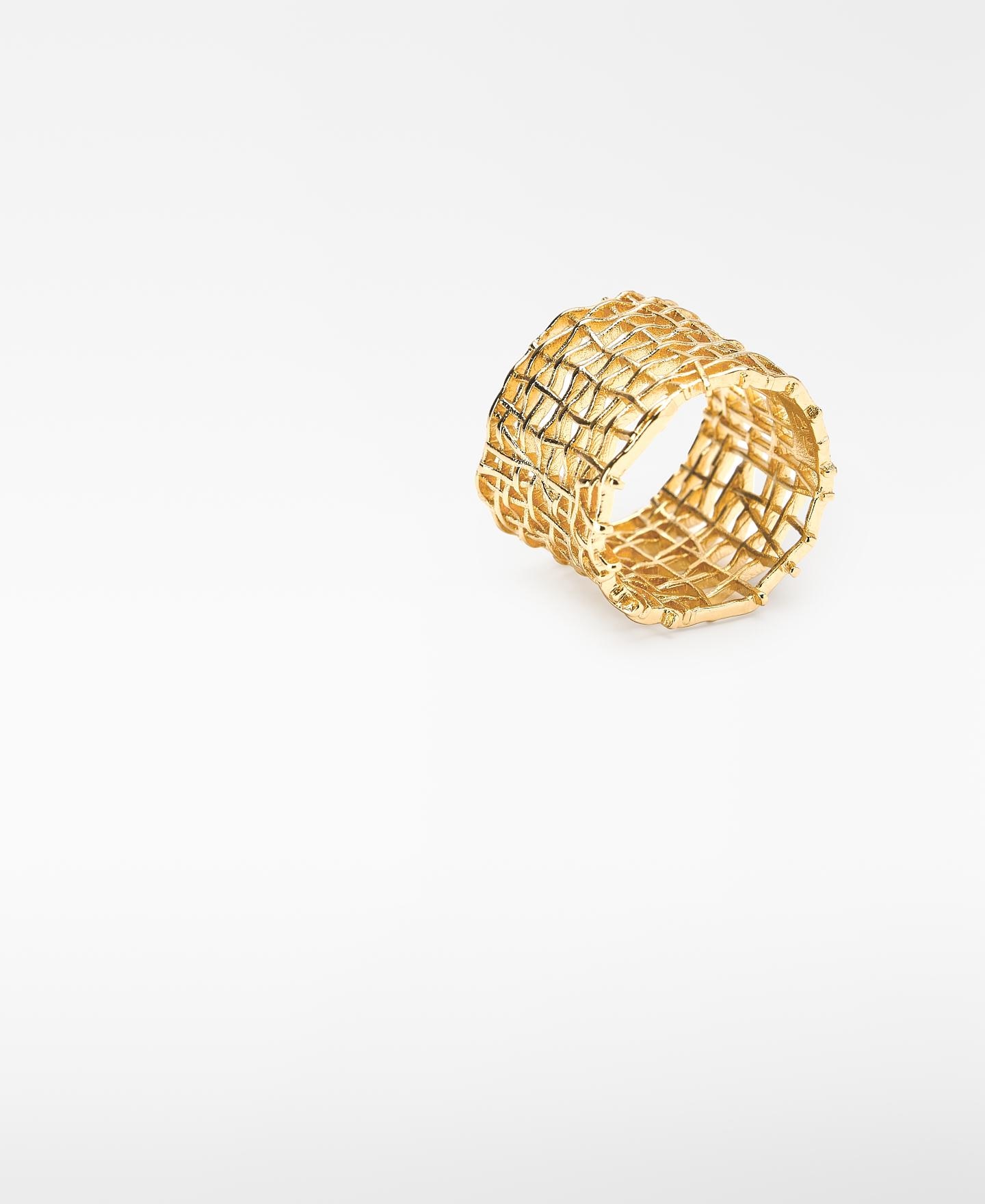 Anillo con entramado metálico irregular - Adolfo Dominguez - Dorado Dorado-3