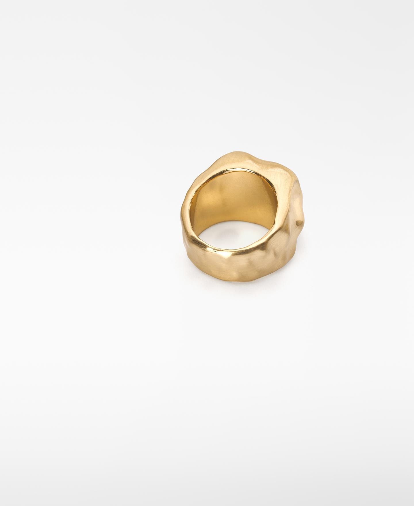 Anillo metálico tipo sello con cristales - Adolfo Dominguez - Dorado Dorado-3
