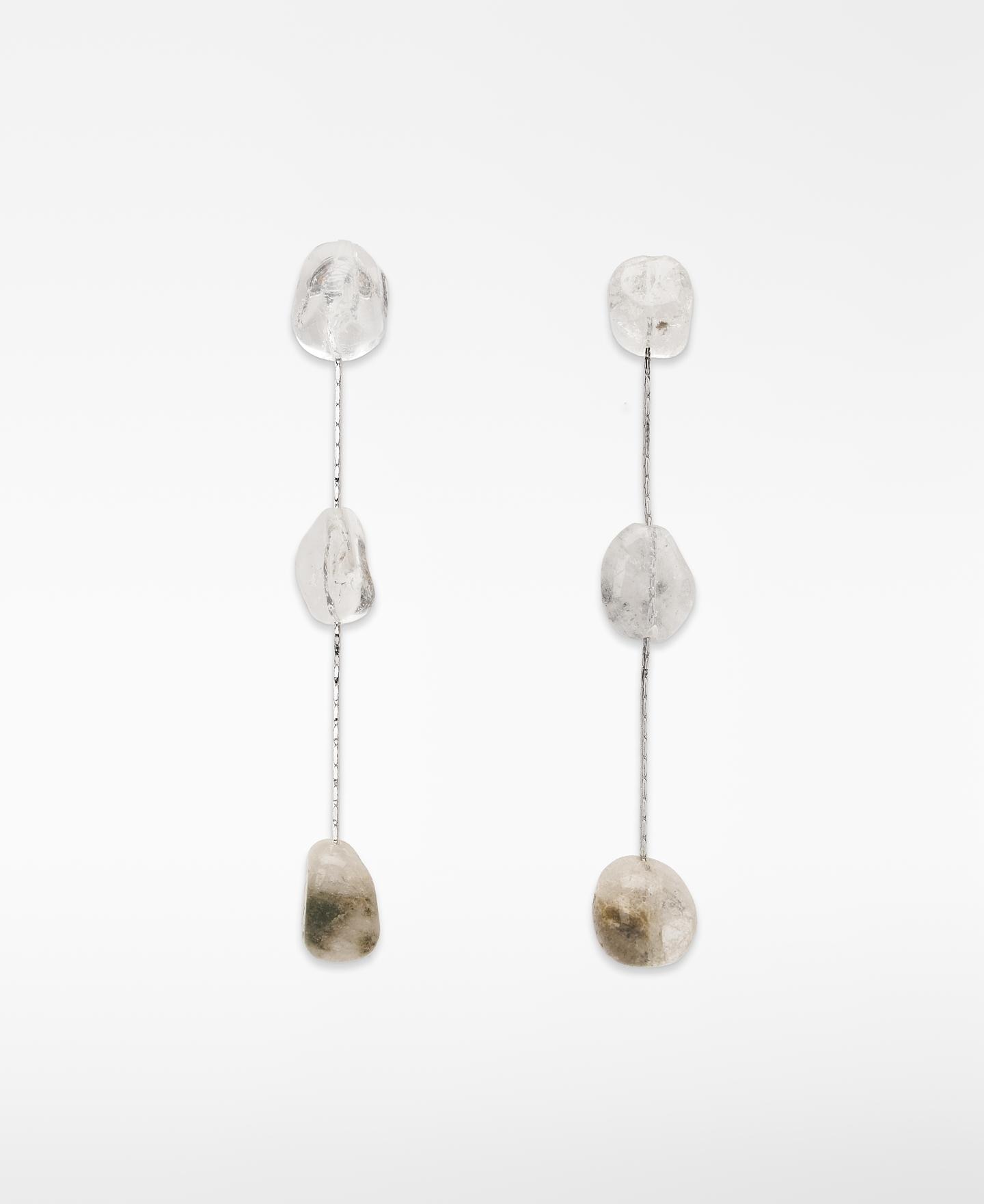 Imagen 0 de Pendientes con cadena fina de piedras Multicolor