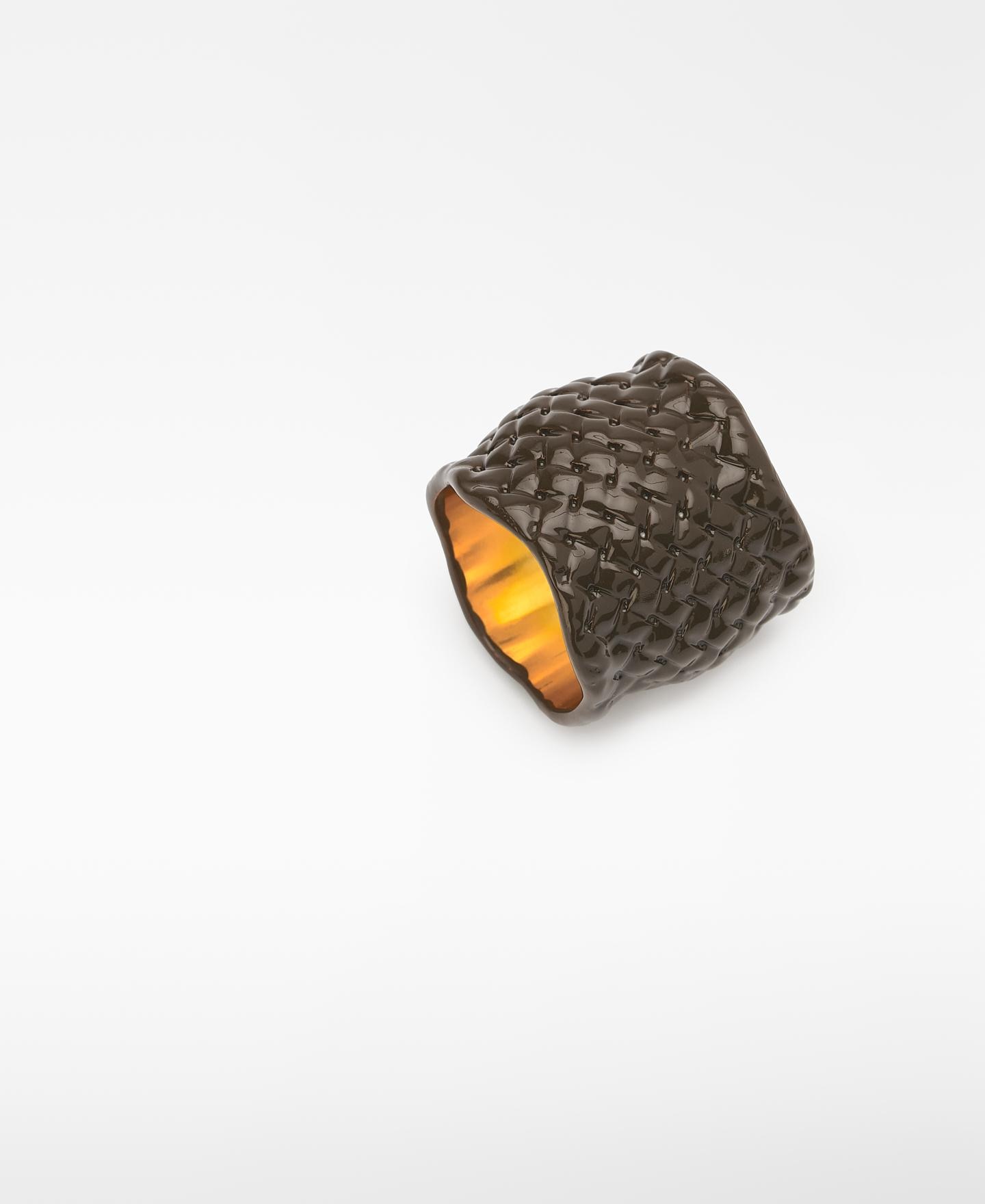 Imagen 2 de Anillo metálico lacado con textura - Adolfo Dominguez - Marrón Marrón