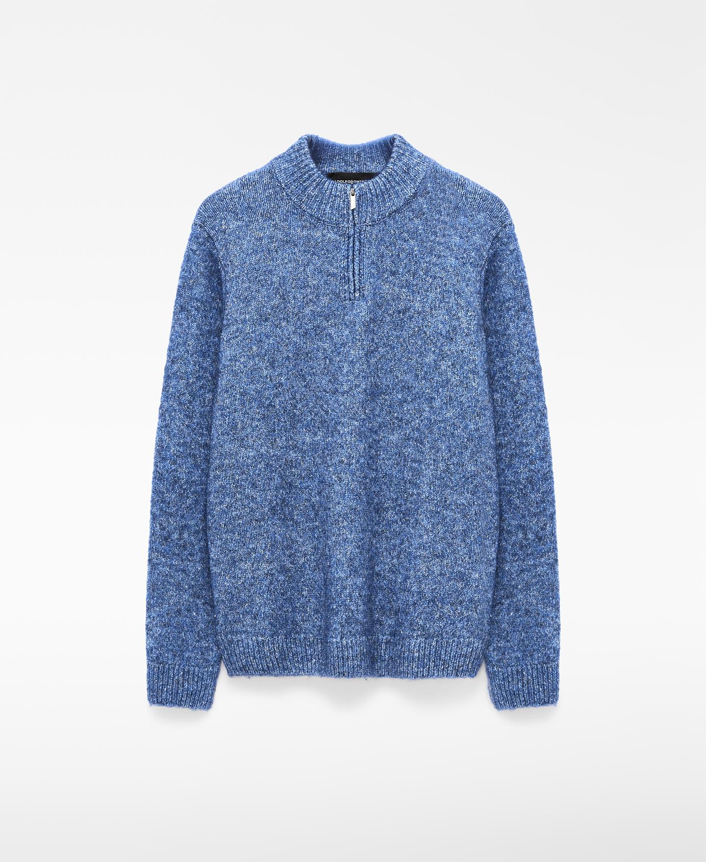 Jersey de media cremallera de hombre con algodón y lana merino - Adolfo Dominguez - Azul Azul-6
