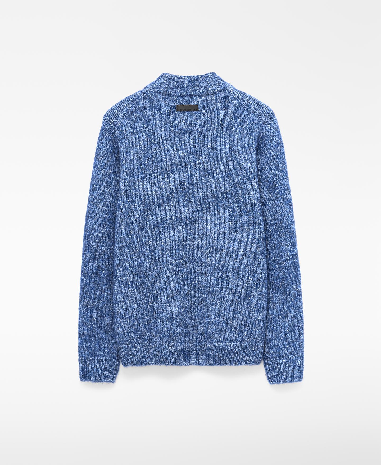 Jersey de media cremallera de hombre con algodón y lana merino - Adolfo Dominguez - Azul Azul-5