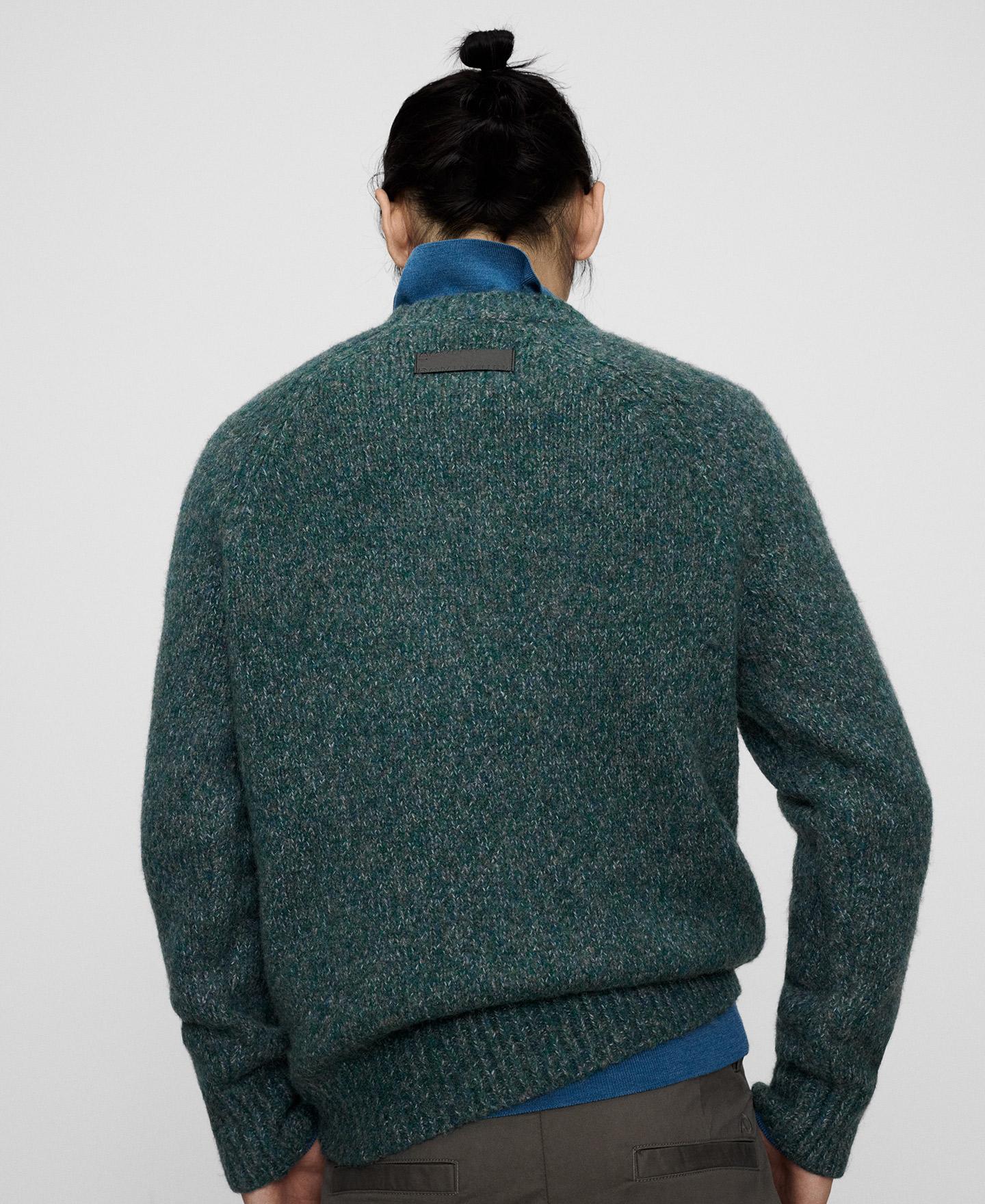 Jersey de hombre con lana merino y llama de manga raglán - Adolfo Dominguez - Verde Verde-3
