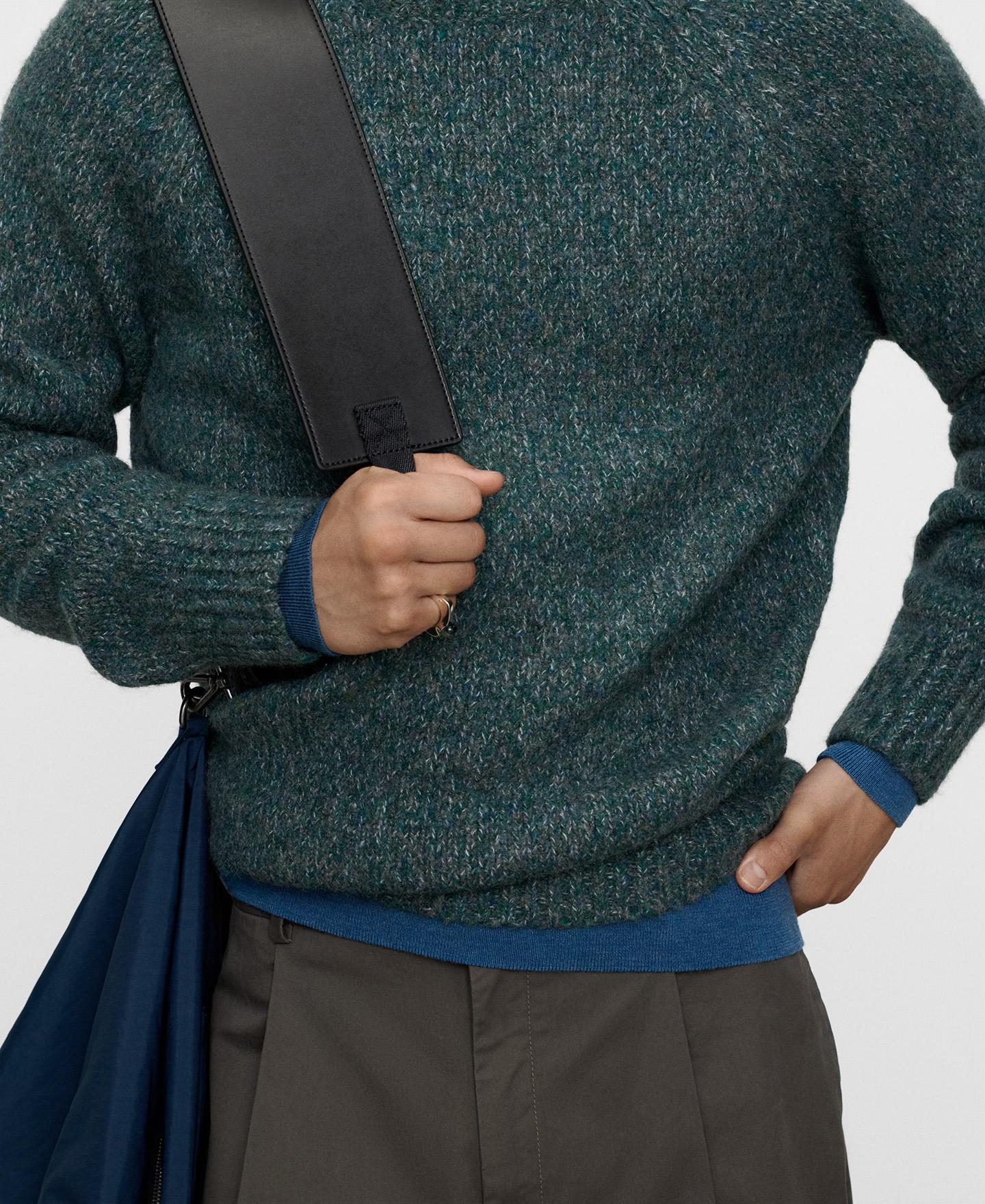 Jersey de hombre con lana merino y llama de manga raglán - Adolfo Dominguez - Verde Verde-4