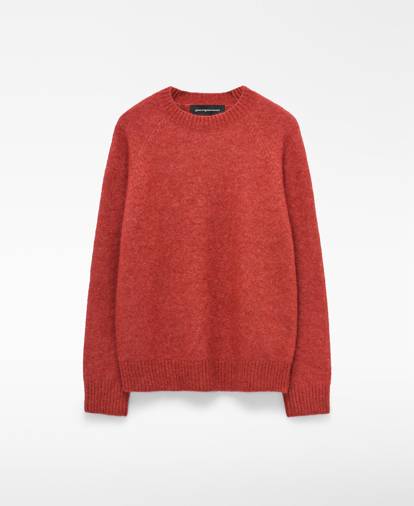 Jersey de hombre con alpaca y lana merino de manga raglán - Adolfo Dominguez - Rojo Teja Rojo Teja-1