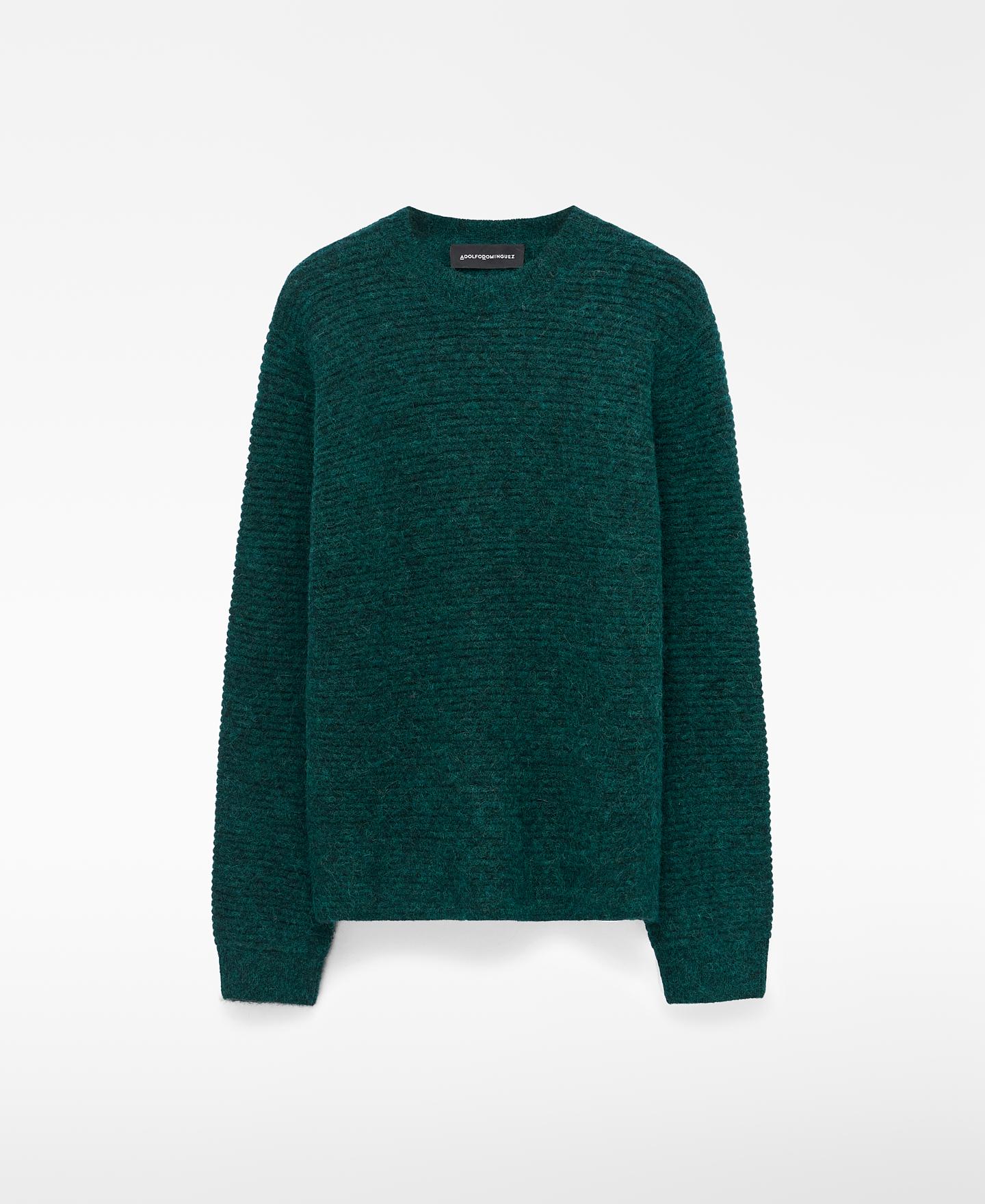Jersey de hombre de punto estructurado con alpaca y lana merino - Adolfo Dominguez - Verde oscuro Verde oscuro-6