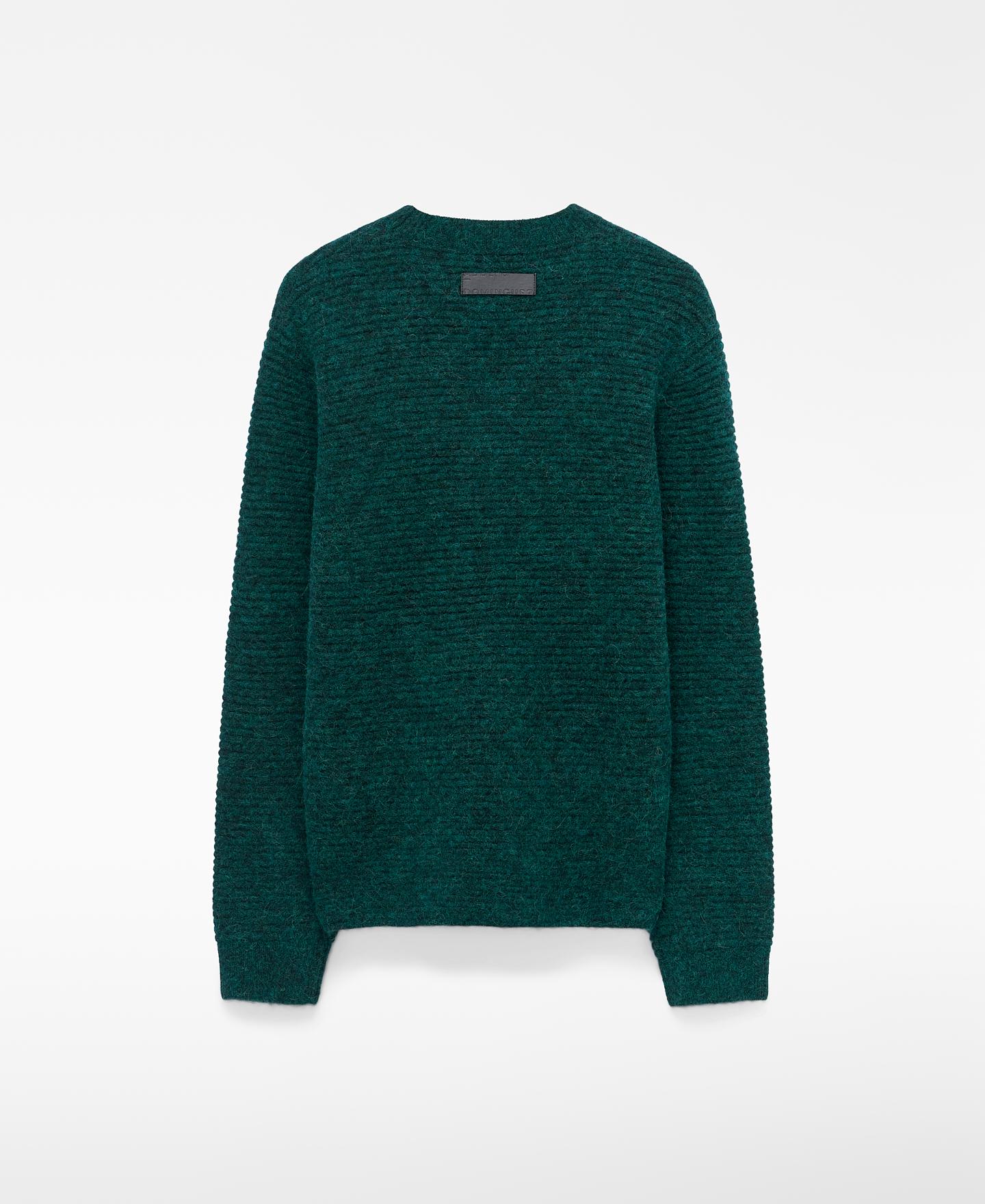 Jersey de hombre de punto estructurado con alpaca y lana merino - Adolfo Dominguez - Verde oscuro Verde oscuro-5