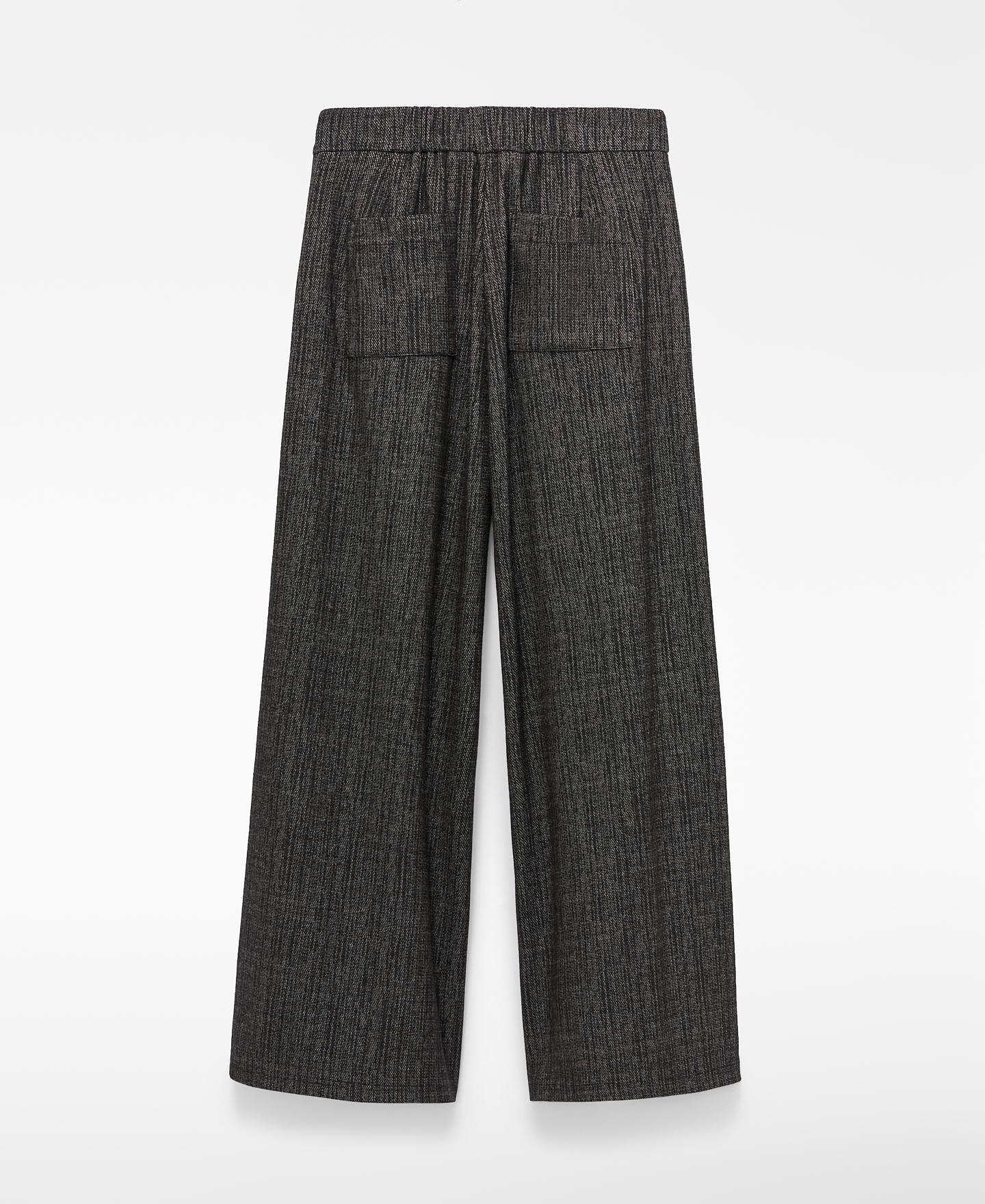 Pantalón ancho de mujer jaspeado con delantero cruzado - Adolfo Dominguez - Negro Negro-5