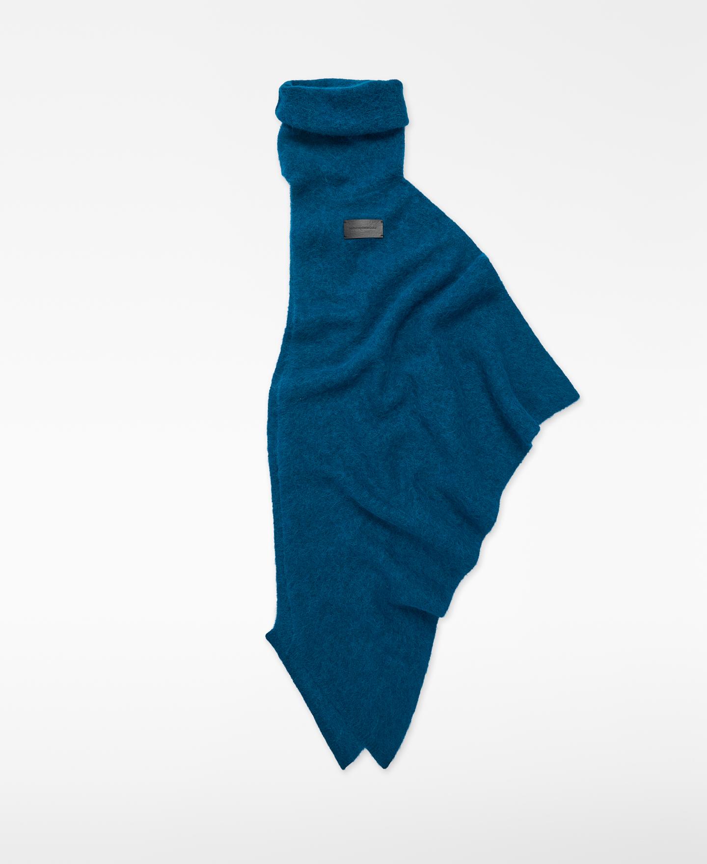 Capa asimétrica de mujer con alpaca y lana merino - Adolfo Dominguez - Azul Azul-3